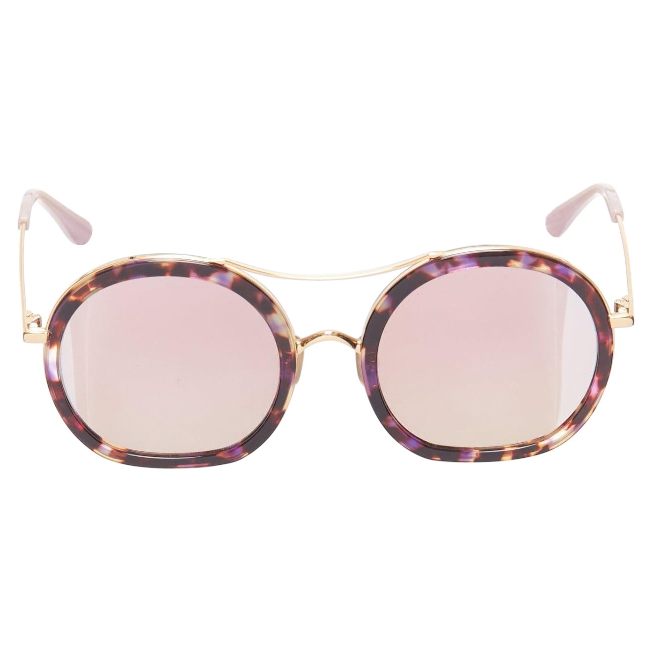 STEPHANE CHRISTIAN Lunettes de soleil rondes réfléchissantes Drugduck Brown tortoise violet