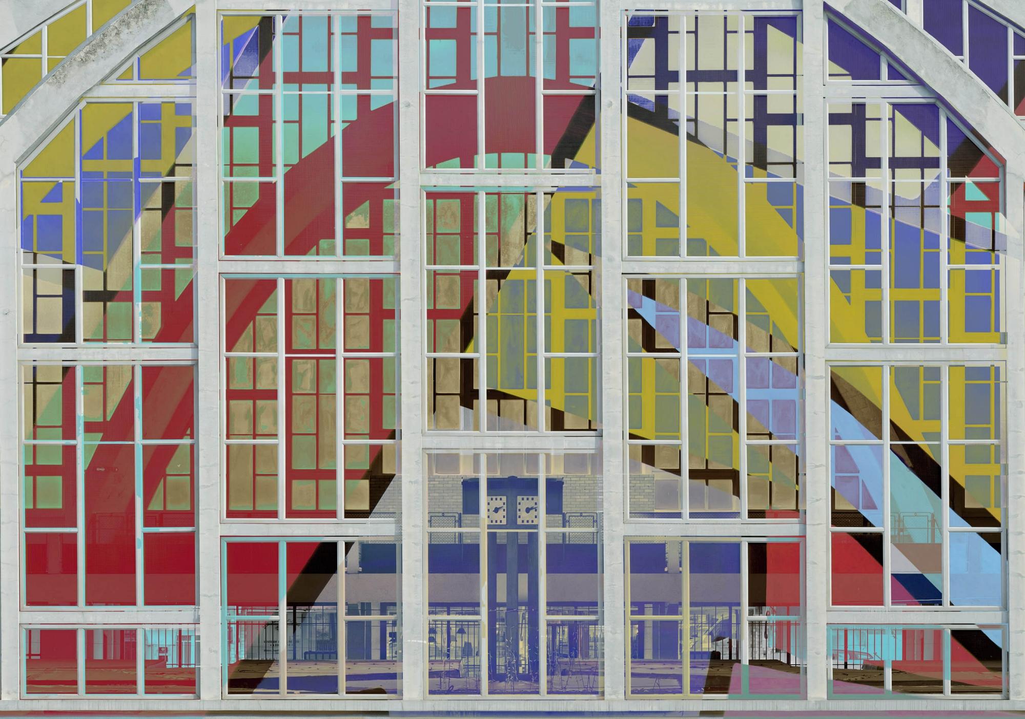 Stéphane Couturier Color Photograph - Reims – Halles du Boulingrin – From Knoebel's point of view #1 – Architecture