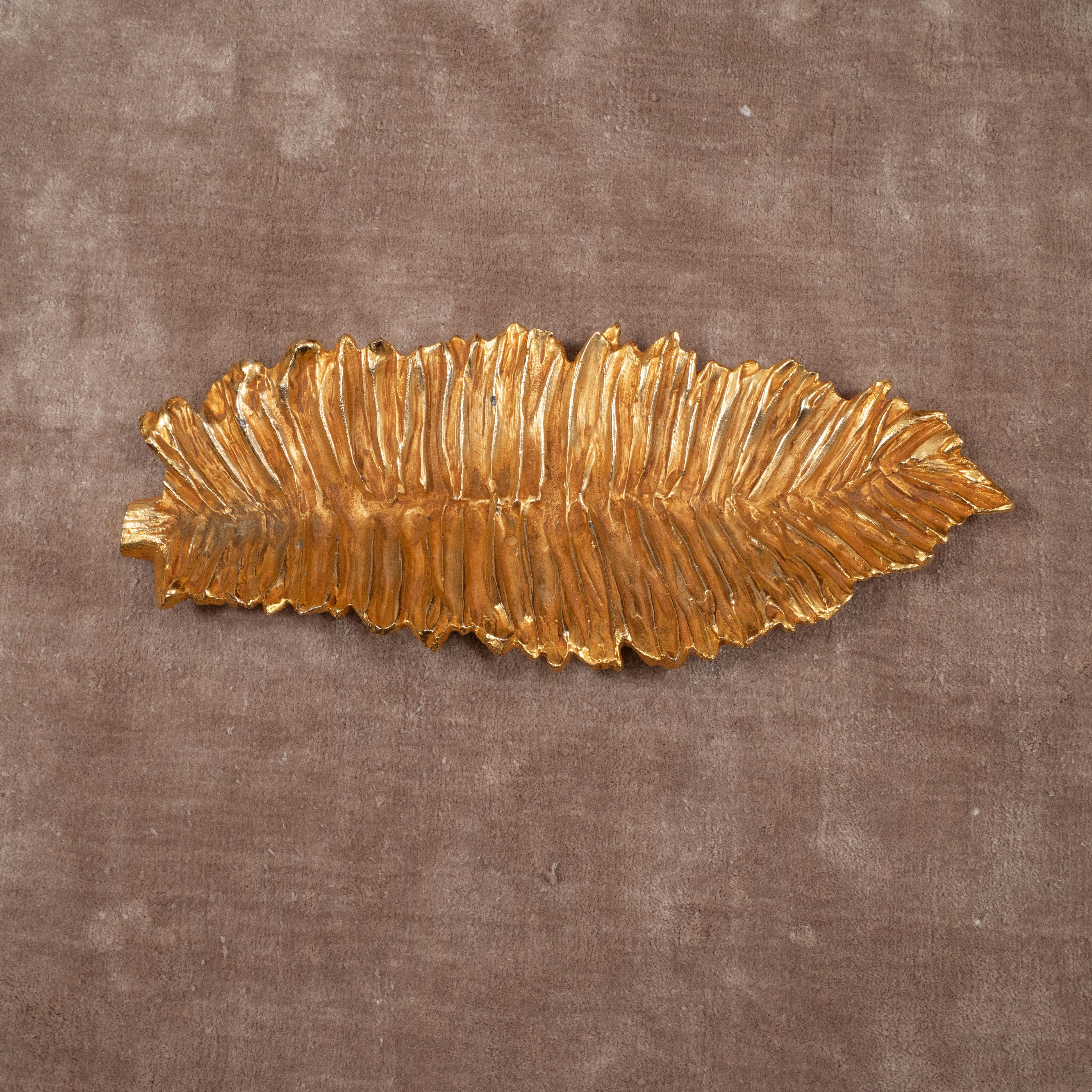 Metal Stephane Galerneau Gilt Leaf-shaped Decorative Dish