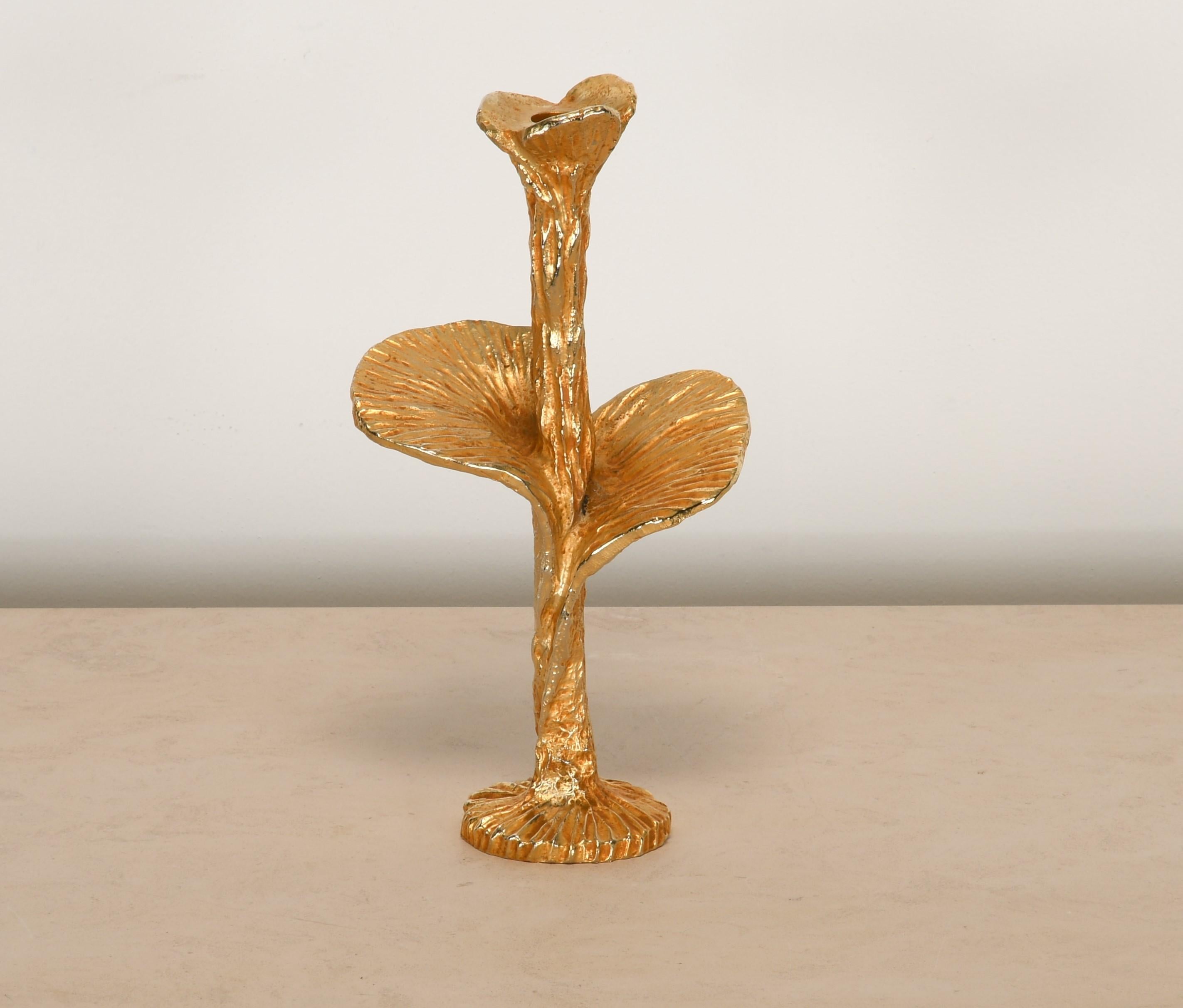 Stephane Galerneau Gold Plated Pewter Candlestick, 1990s In Good Condition In Hamburg, PA