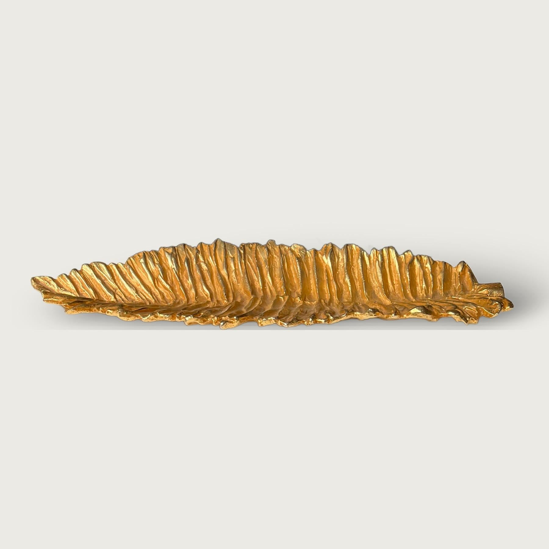 Modern Stephane Galerneau Paris Oversized Gilded Bronze Leaf Dish 1990s For Sale