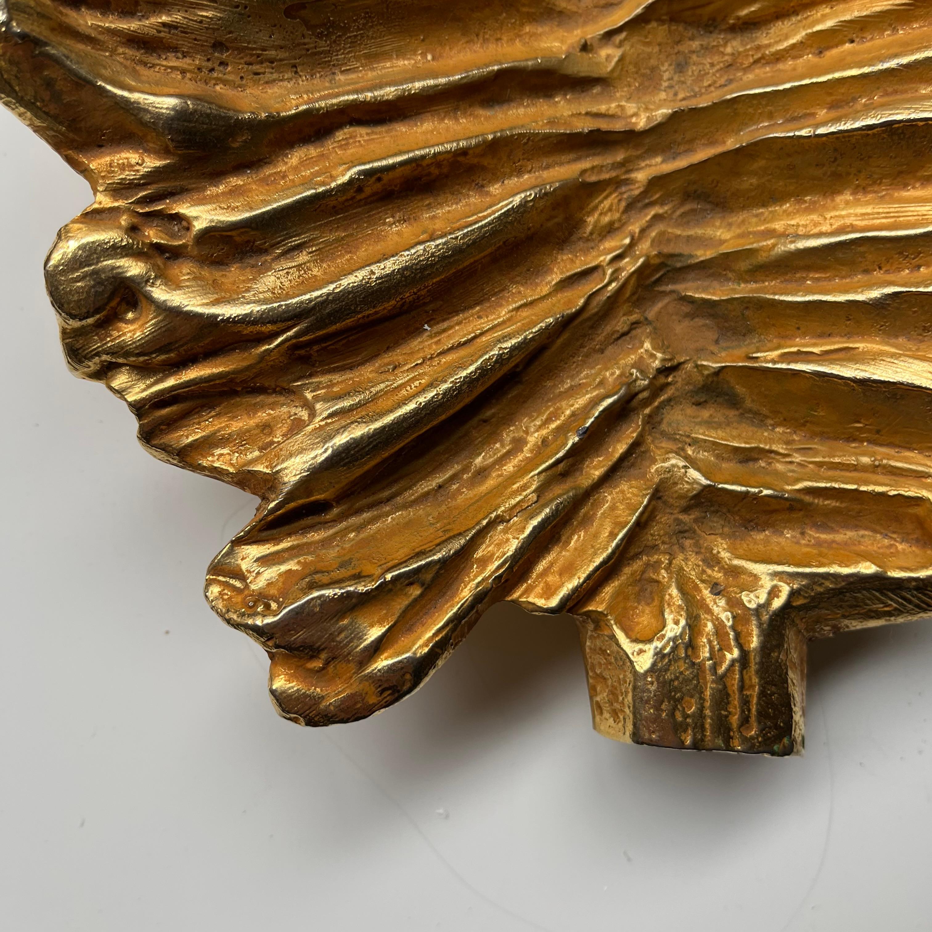 Stephane Galerneau Paris Oversized Gilded Bronze Leaf Dish 1990s In Good Condition For Sale In CA, CA