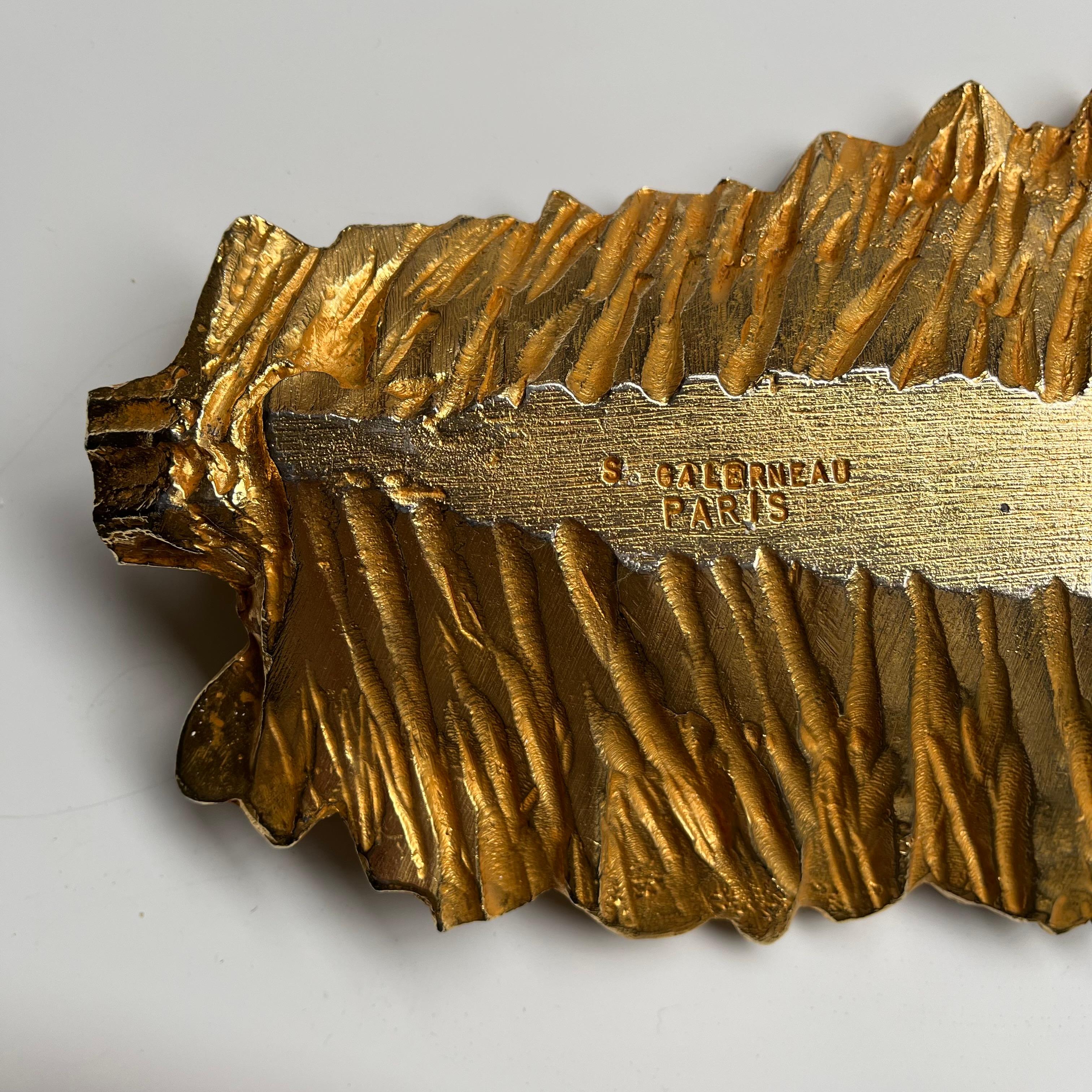 Stephane Galerneau Paris Oversized Gilded Bronze Leaf Dish 1990s For Sale 1