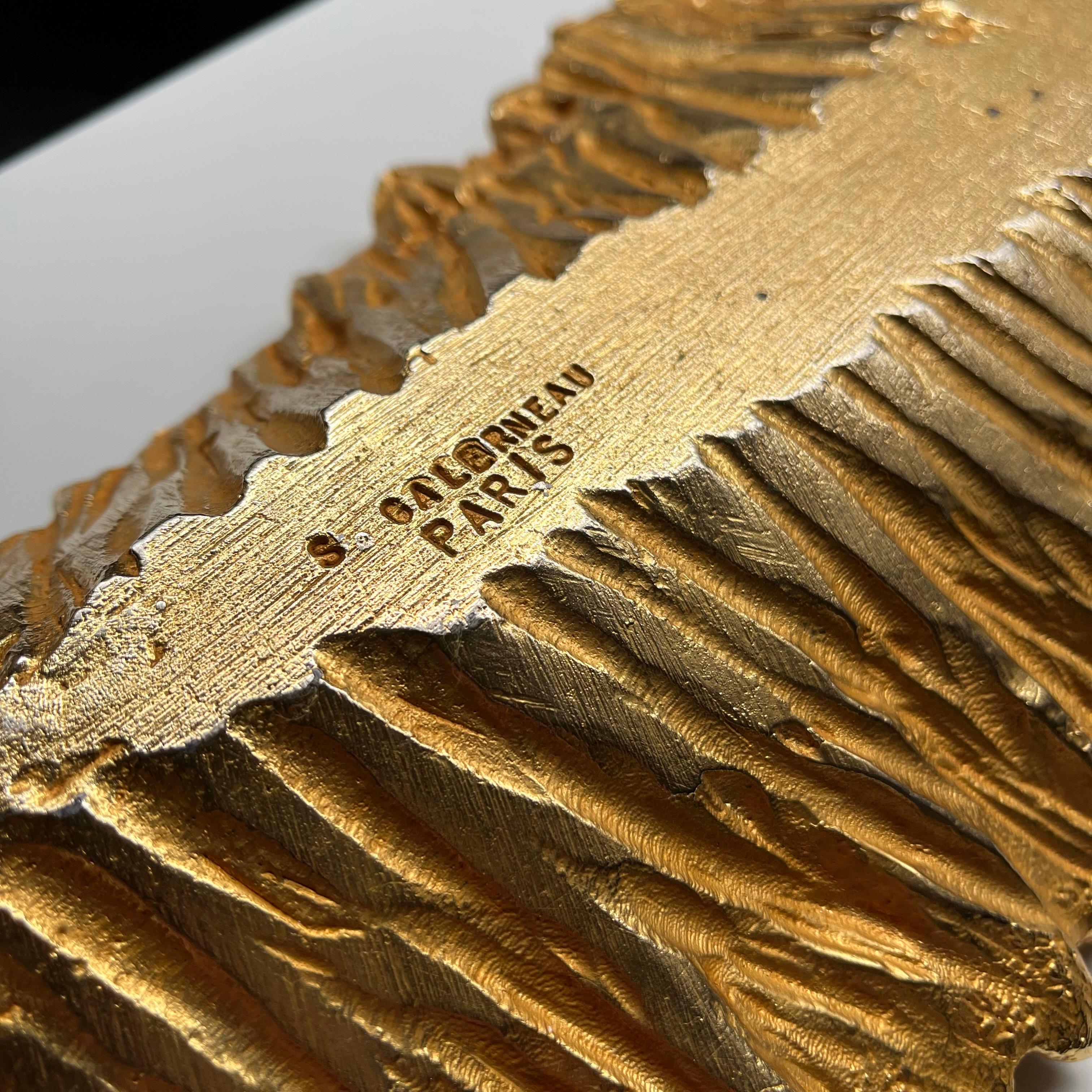 Stephane Galerneau Paris Oversized Gilded Bronze Leaf Dish 1990s For Sale 2