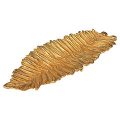 Stephane Galerneau Paris Oversized Gilded Bronze Leaf Dish 1990s