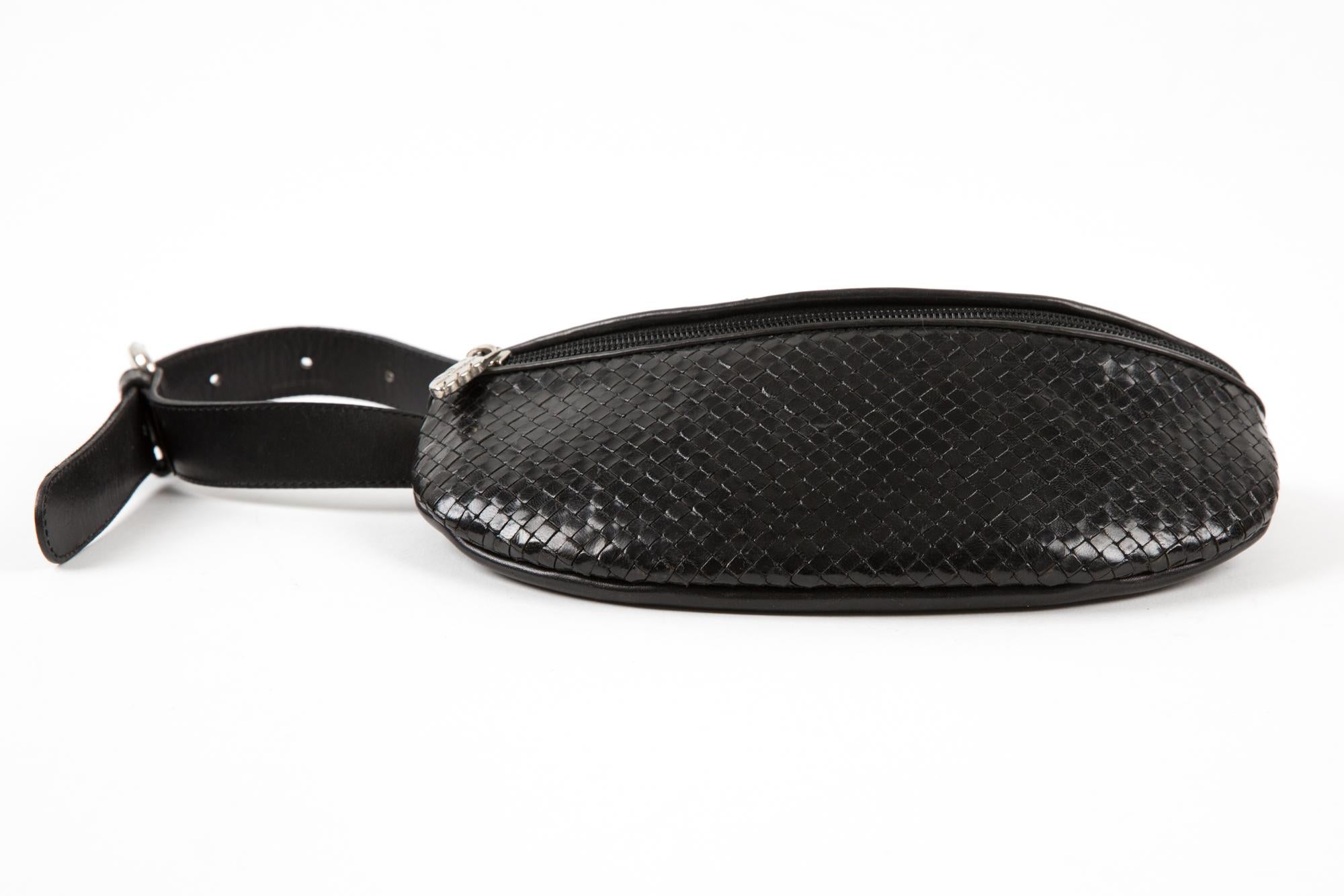 Women's Stephane Kelian Black Leather Woven Belt Bag  For Sale