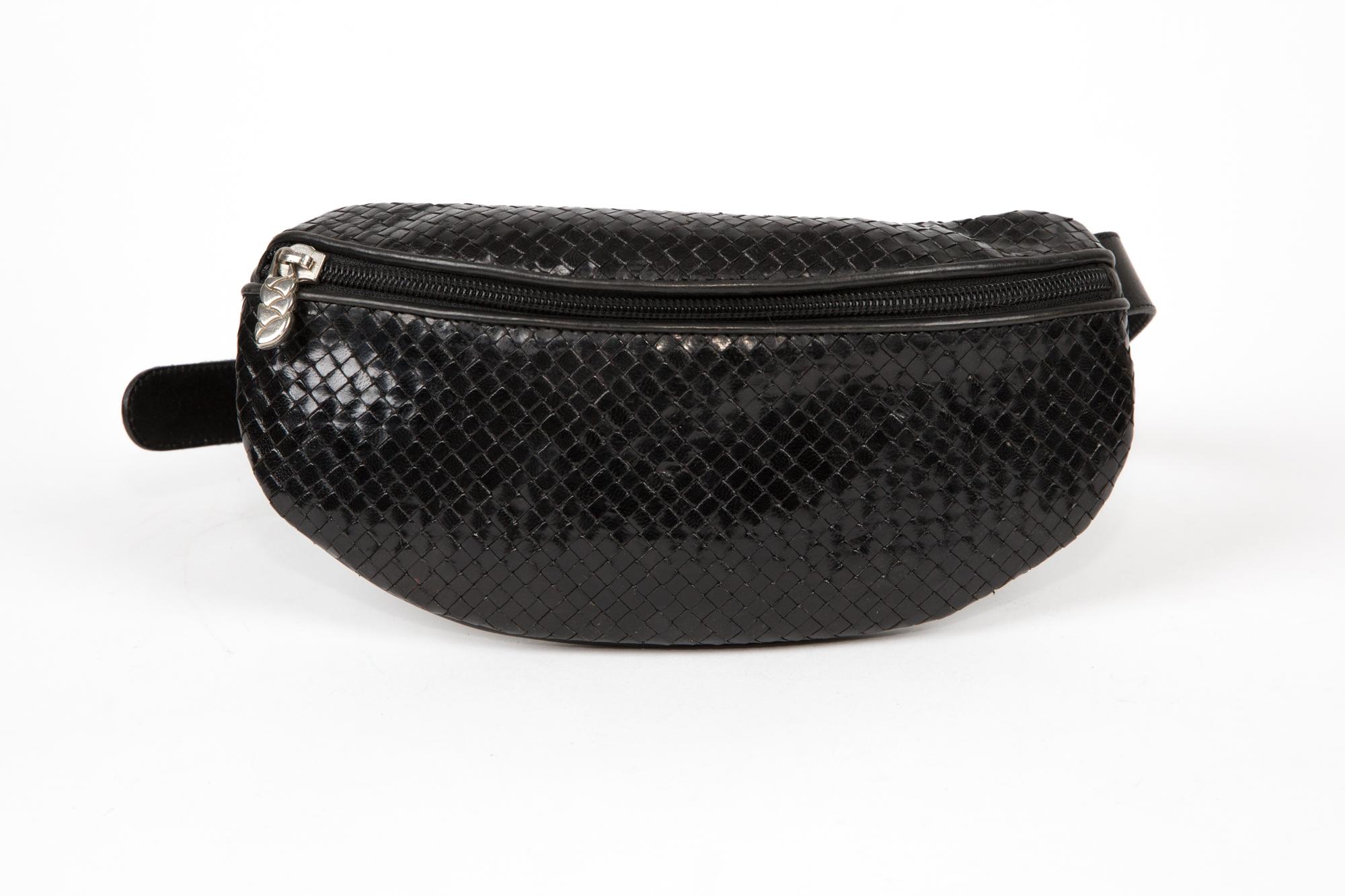 Stephane Kelian Black Leather Woven Belt Bag  For Sale 2