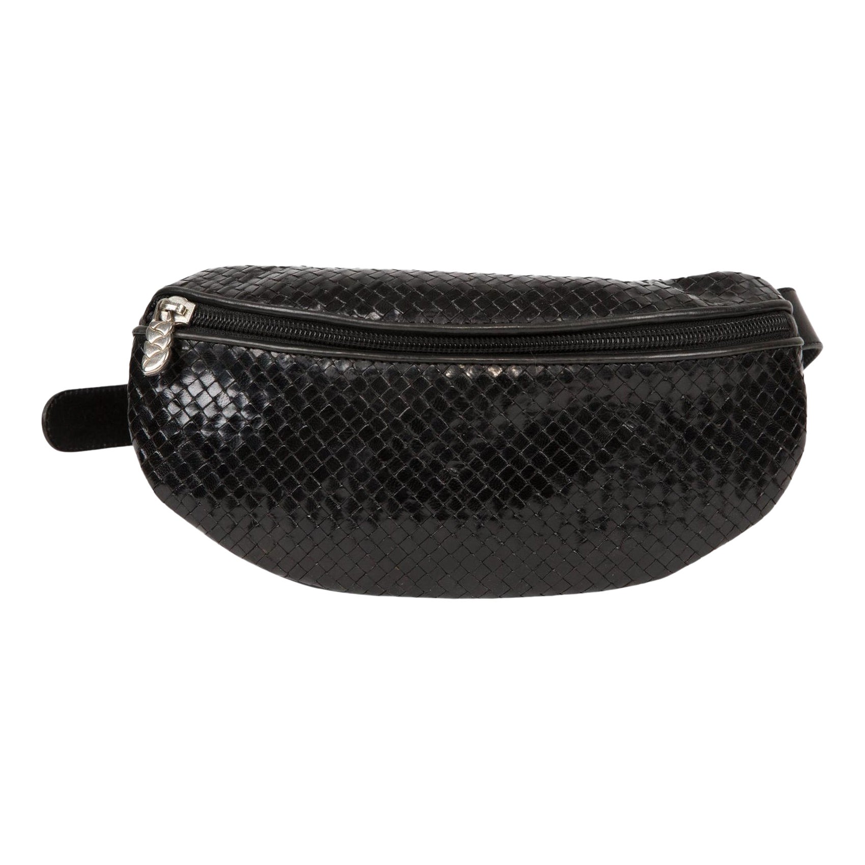 Stephane Kelian Sac à ceinture en cuir tressé noir