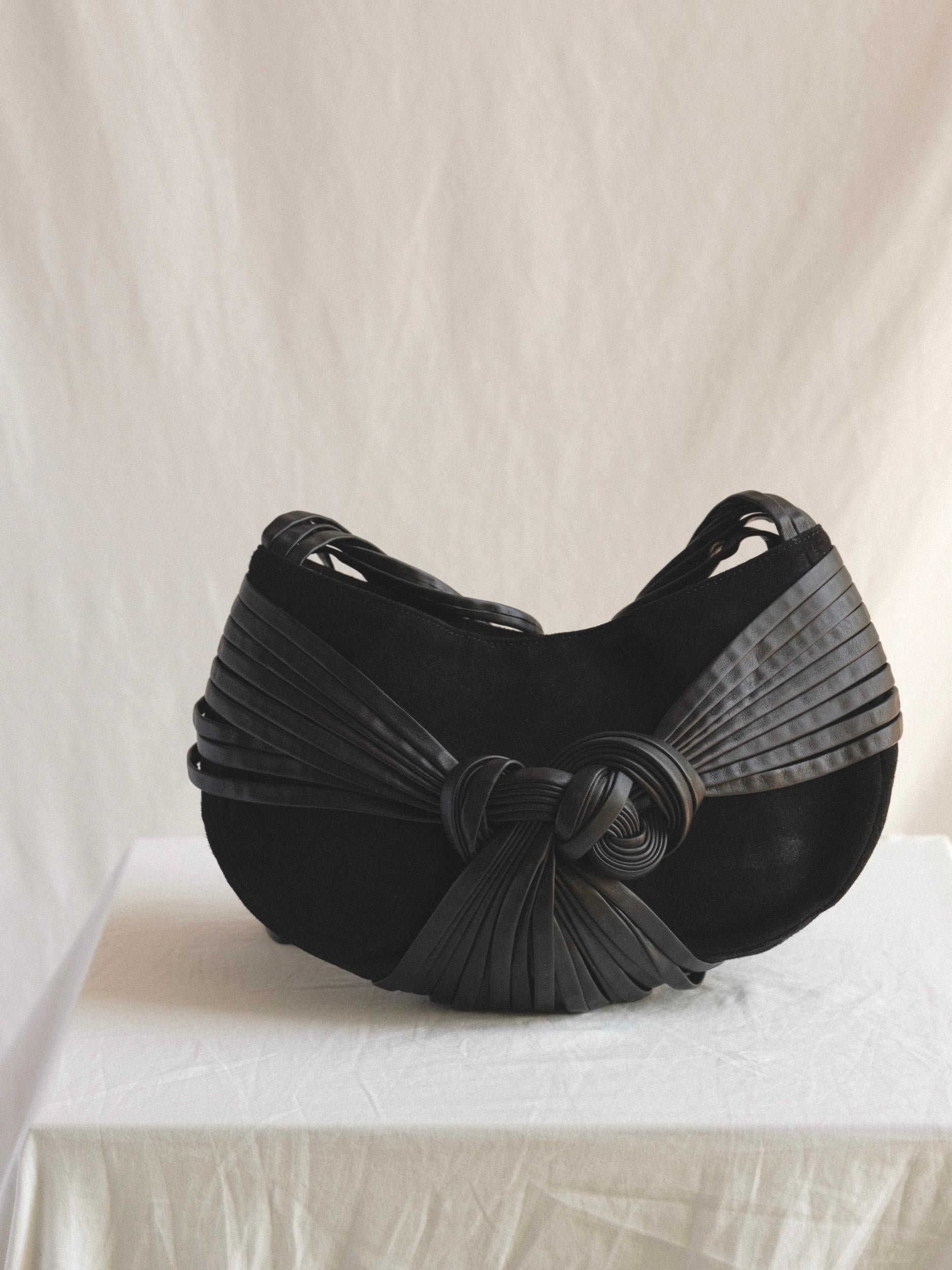Stephane Kélian Knotted Leather and Suede Handbag 1990's 1