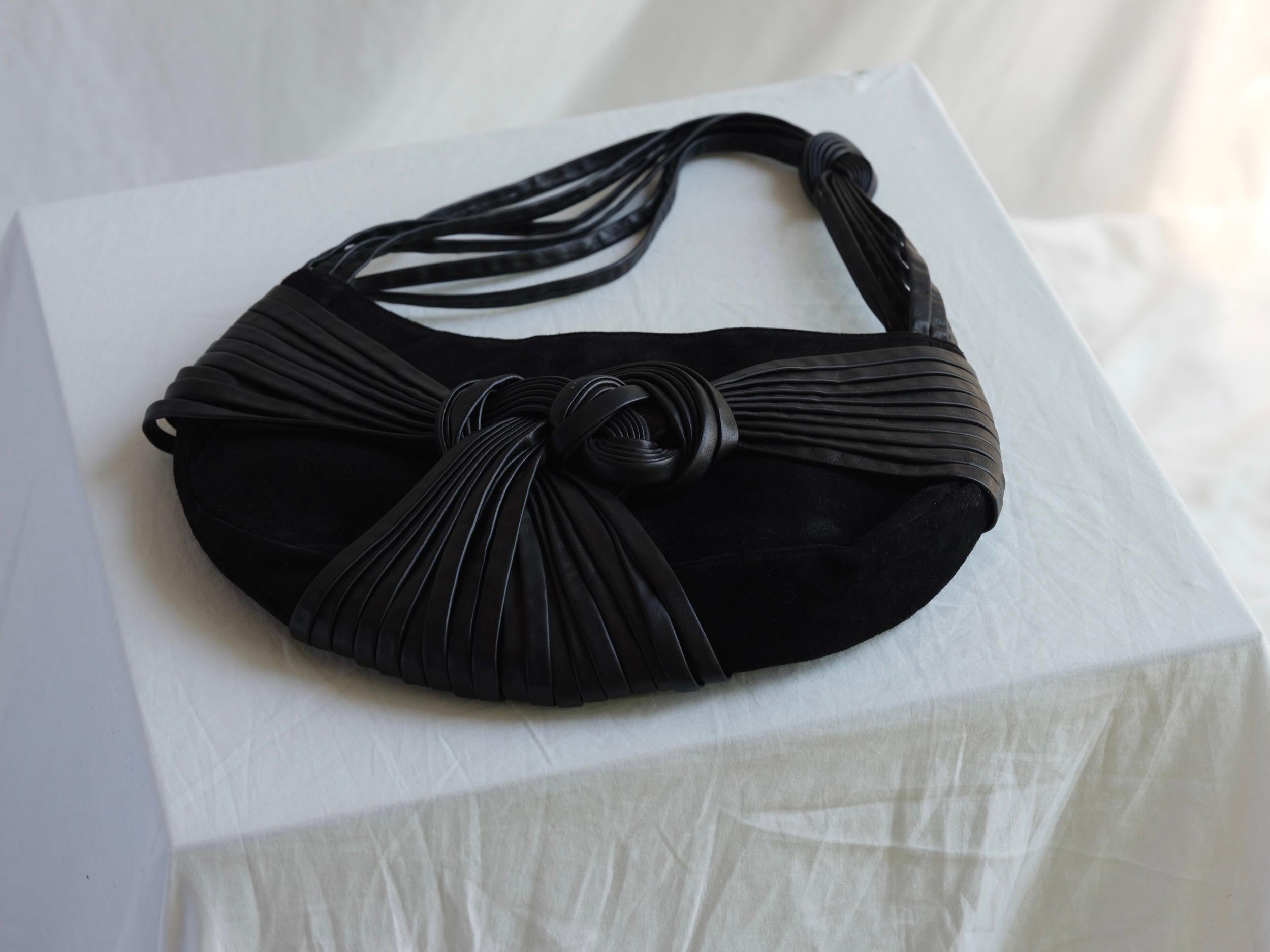Stephane Kélian Knotted Leather and Suede Handbag 1990's 4
