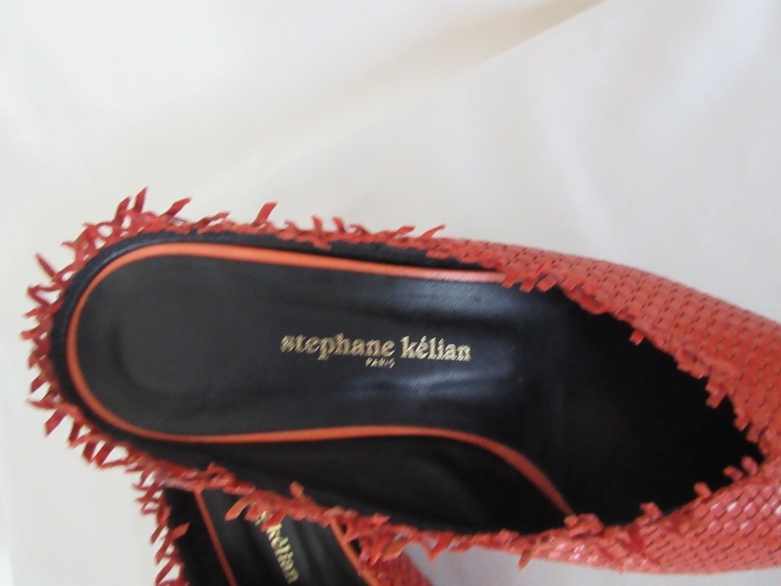 Stephane Kelian Paris Orange Leather Mules New For Sale 1