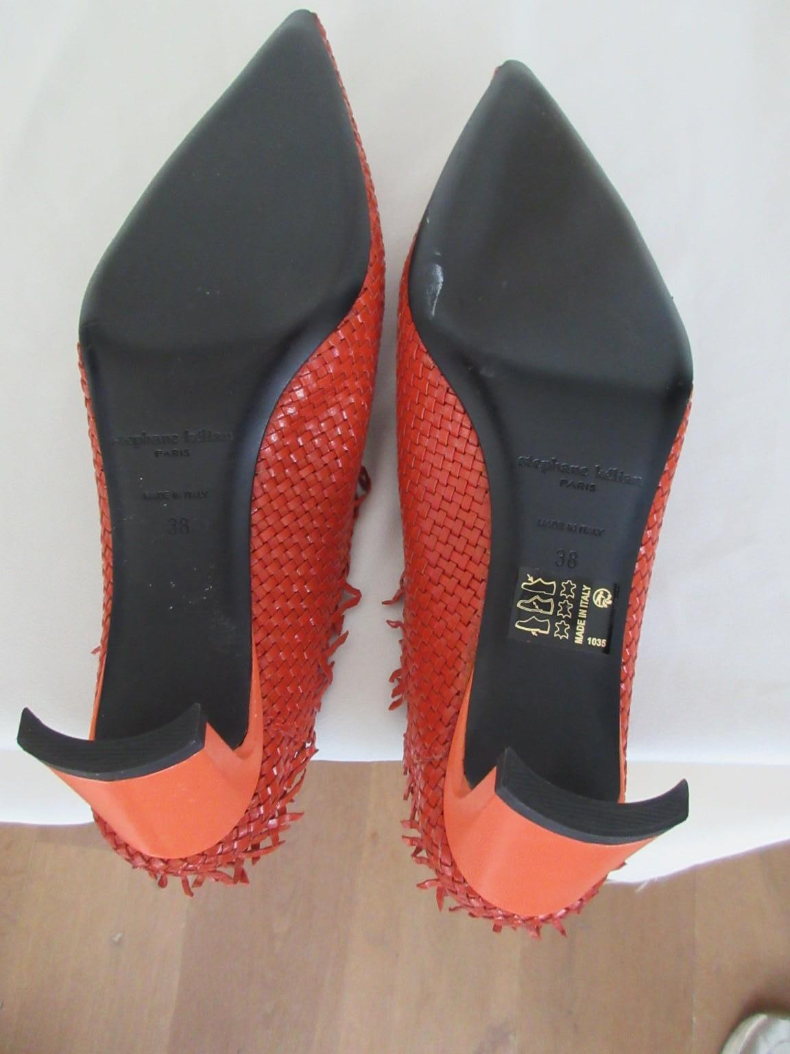 Stephane Kelian Paris Orange Leather Mules New For Sale 2