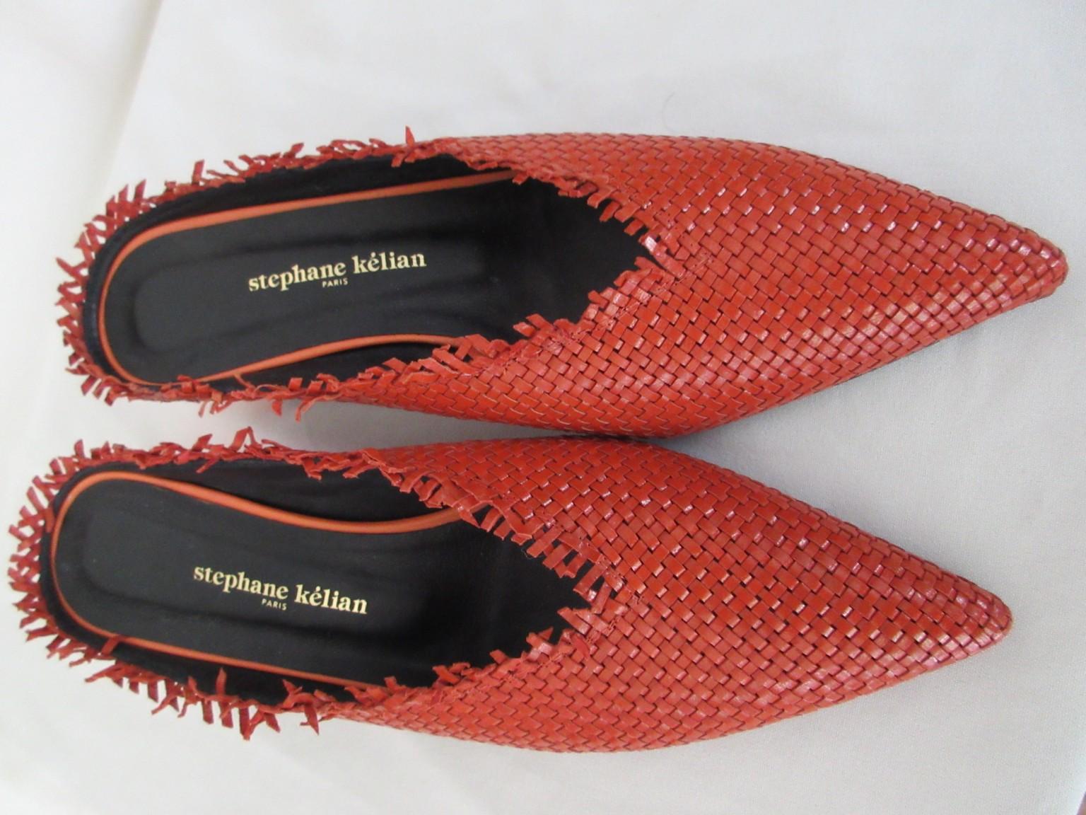 Stephane Kelian Paris Orange Leather Mules New For Sale 3