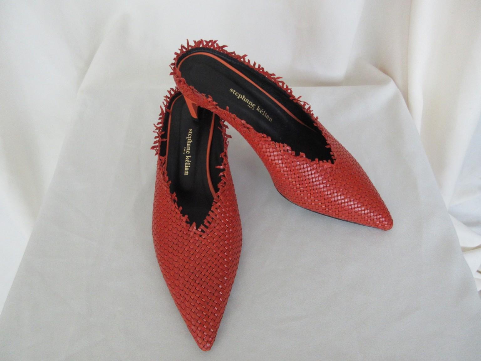 Stephane Kelian Paris Orange Leather Mules New For Sale 4