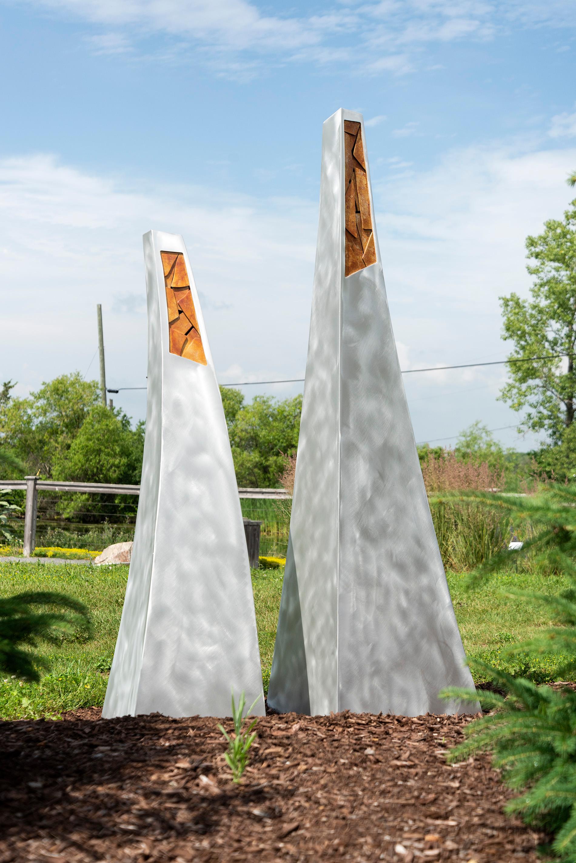 Generation - haute, moderne, abstraite, contemporaine, sculpture d'extérieur en aluminium - Sculpture de Stephane Langlois