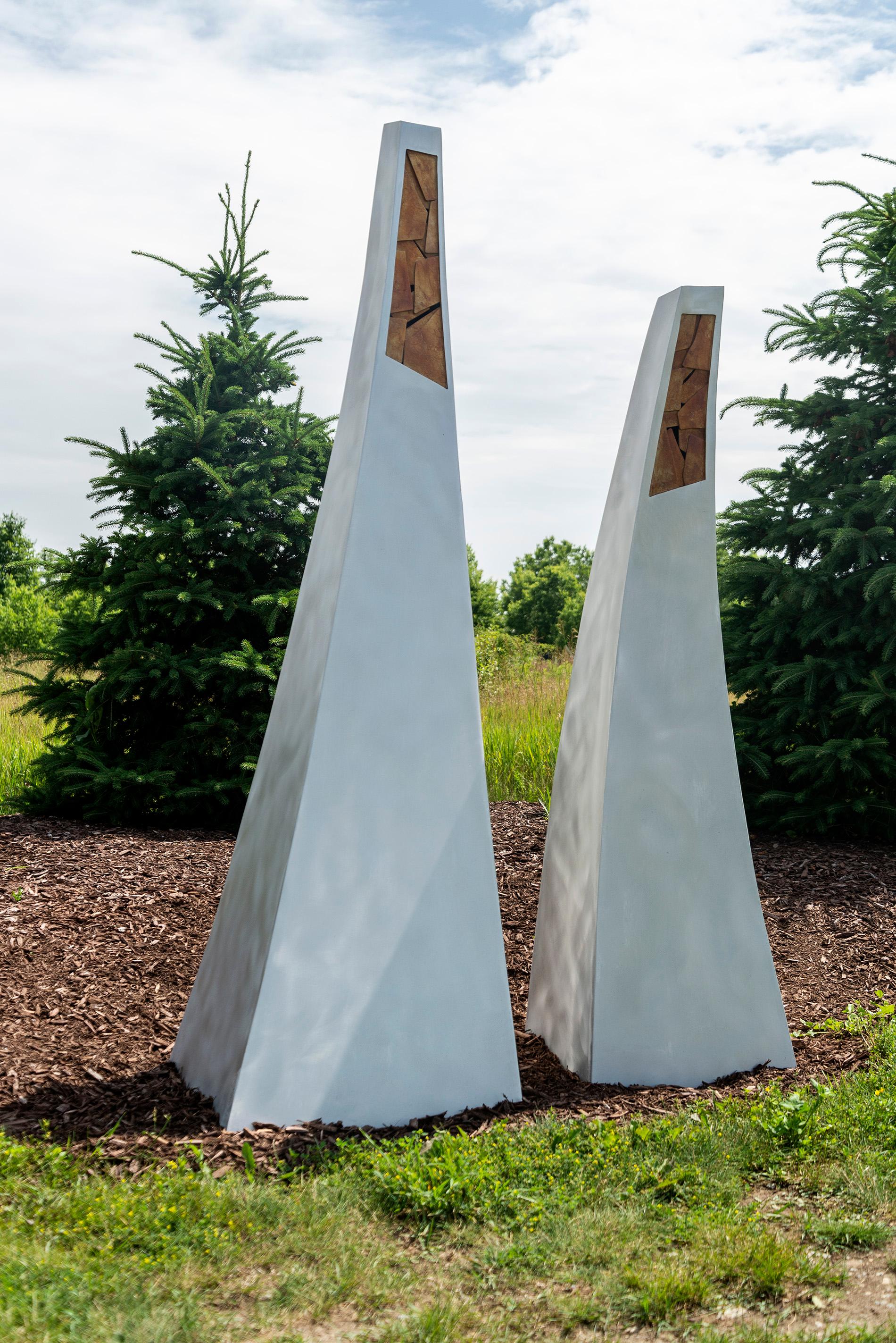 Generation - tall, modern, abstract, contemporary, aluminum outdoor sculpture - Contemporary Sculpture by Stephane Langlois