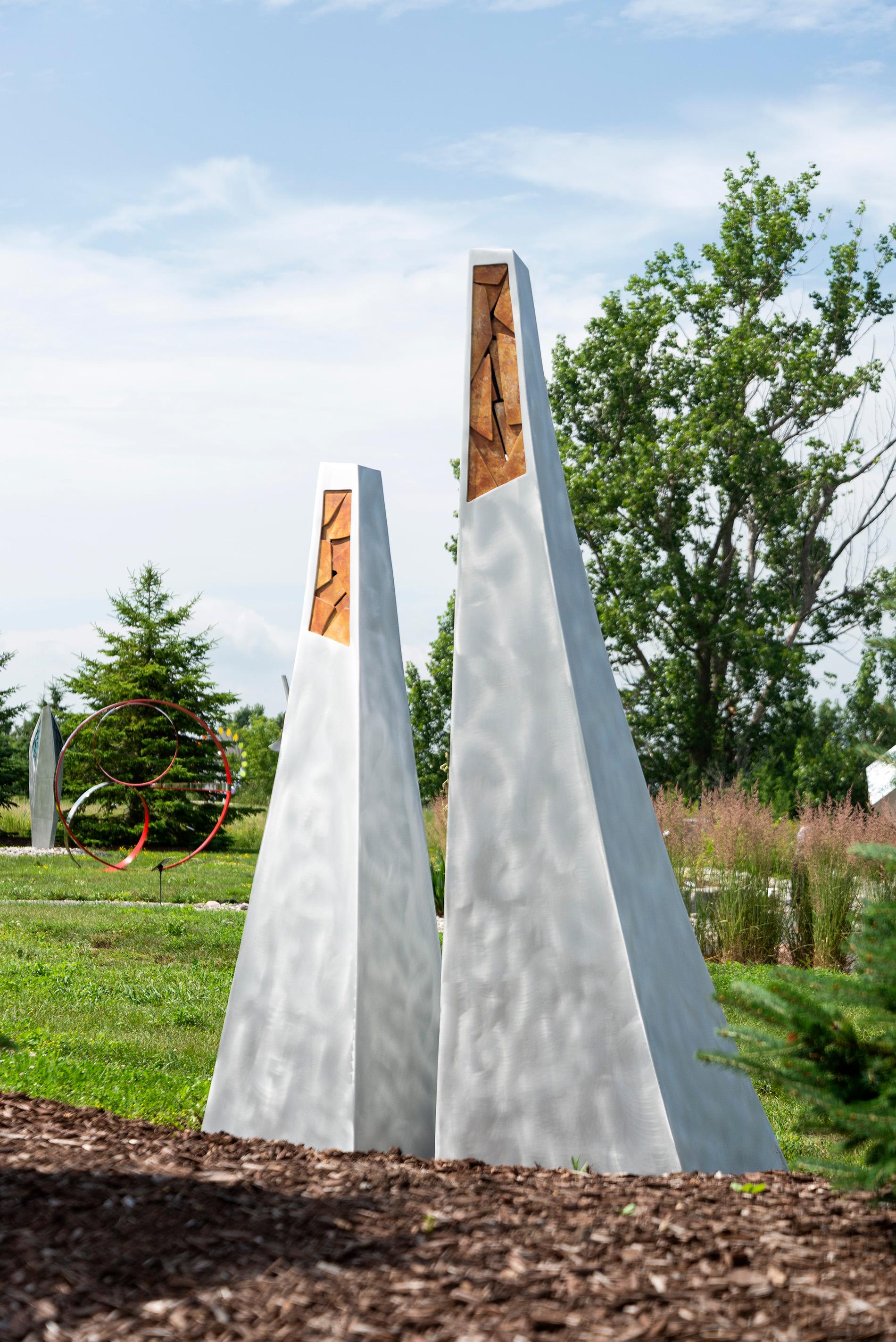 Stephane Langlois Abstract Sculpture - Generation - tall, modern, abstract, contemporary, aluminum outdoor sculpture