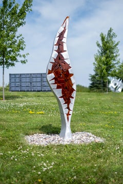 Sculpture d'extérieur haute en aluminium, moderne, abstraite et contemporaine