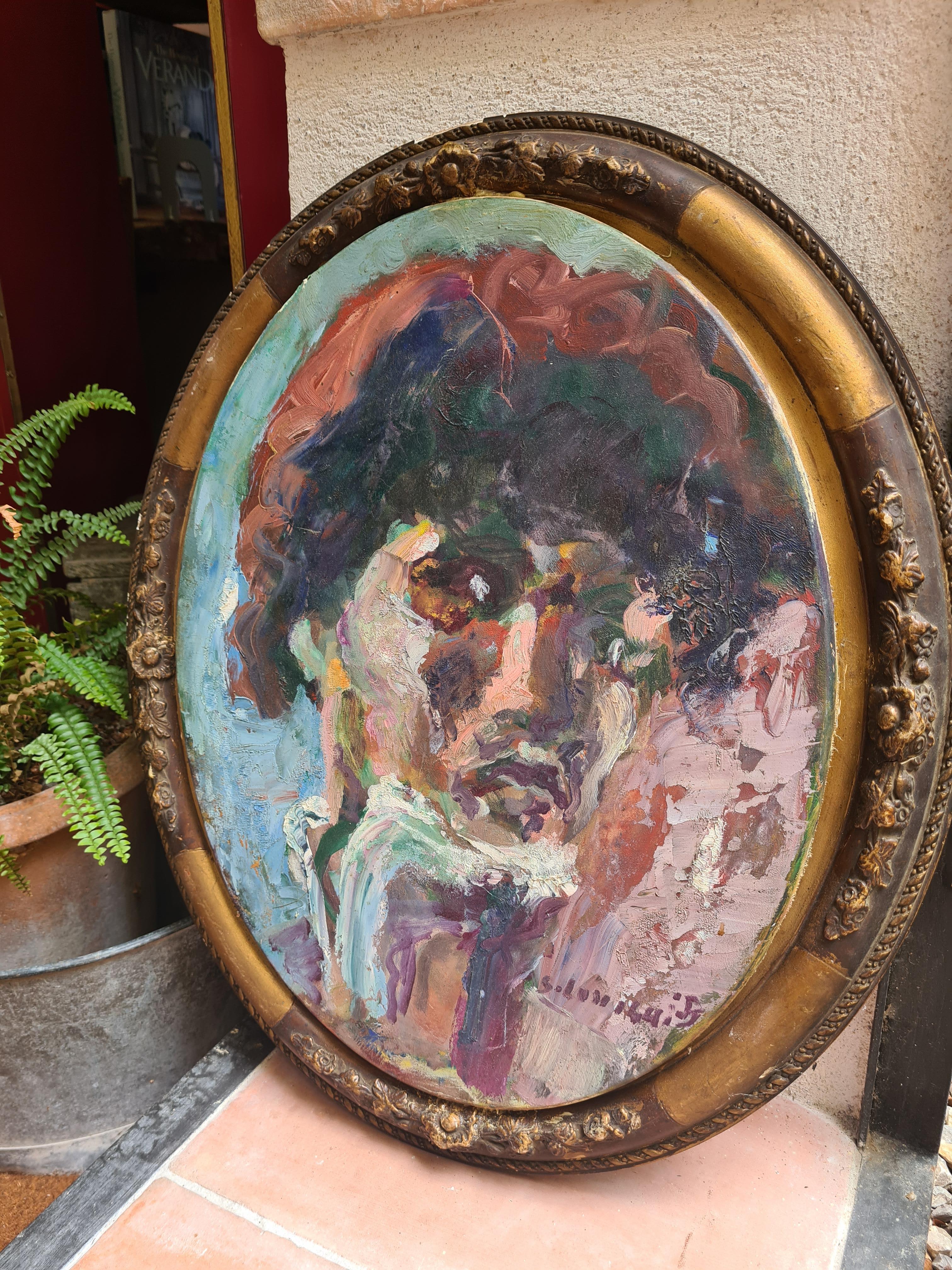 French Expressionist Self Portrait. Oil on Canvas. For Sale 10