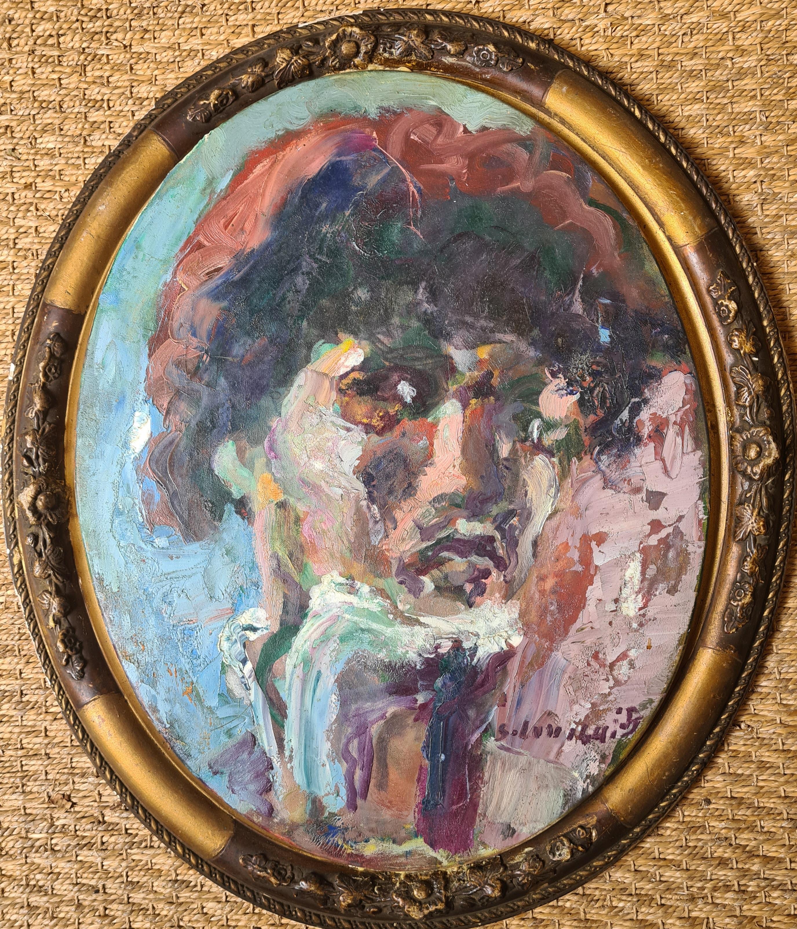 French Expressionist Self Portrait. Oil on Canvas. - Painting by Stephane Lovighi-Bourgogne