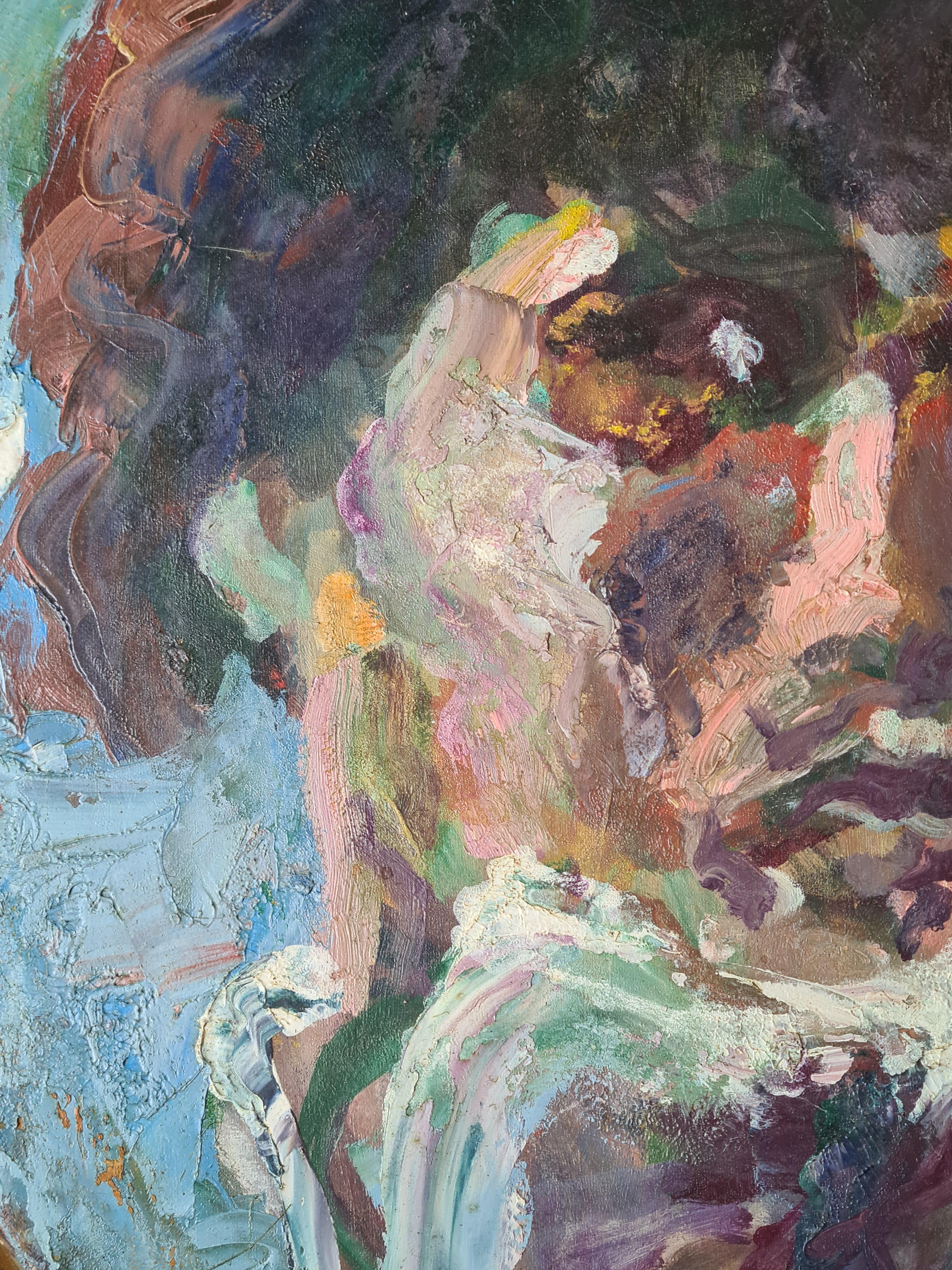 French Expressionist Self Portrait. Oil on Canvas. For Sale 2