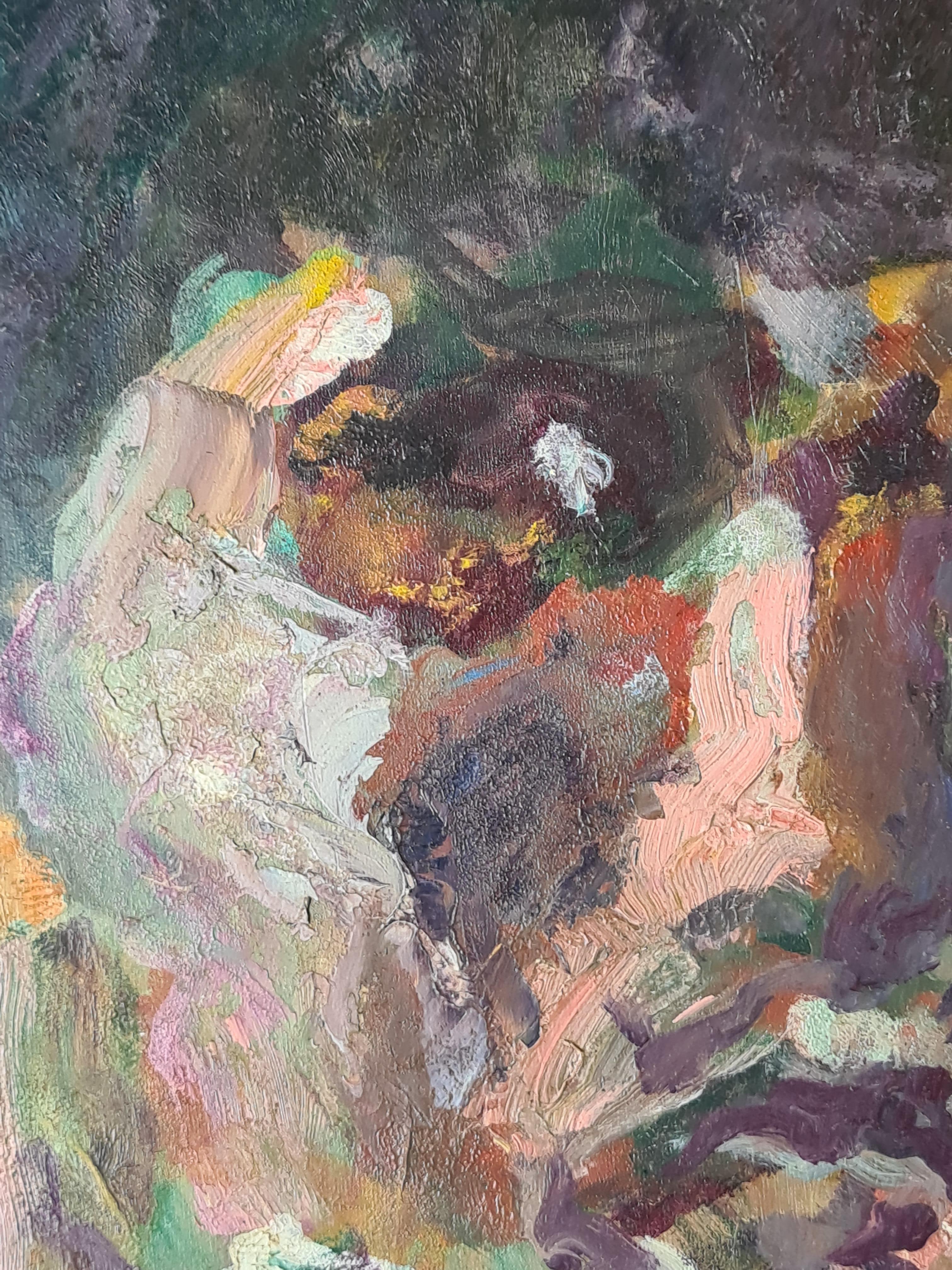 French Expressionist Self Portrait. Oil on Canvas. For Sale 5