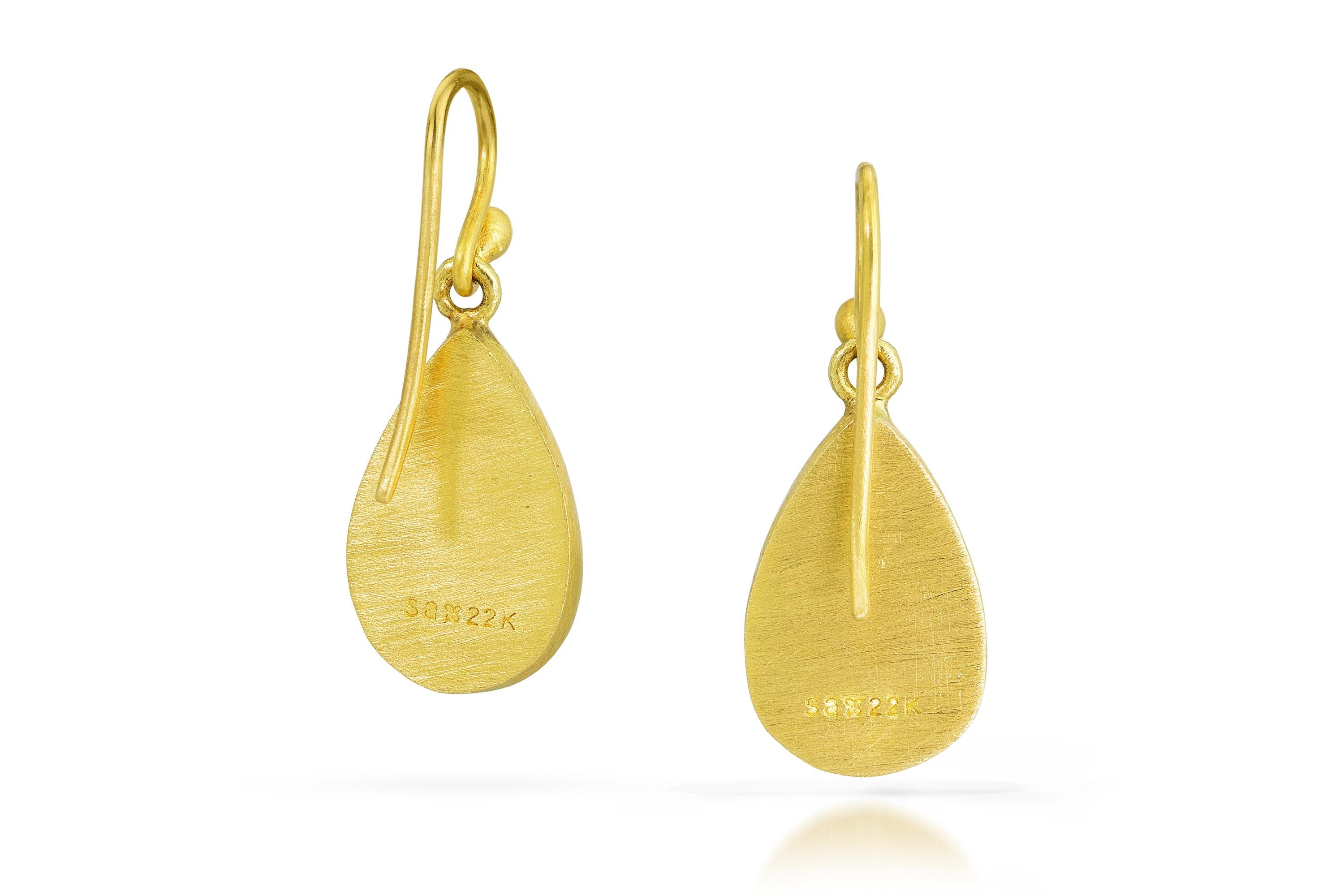 Artisan Stephanie Albertson Australian Opal and 22 Karat Gold Drop Earring
