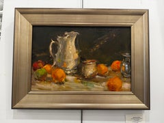 Mandarini e brocca bianca: natura morta impressionista sugli agrumi