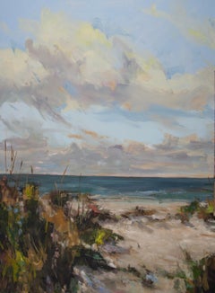 Sea Breeze I par Stephanie Amato, grande peinture à l'huile de paysage de plage 