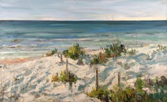 Symphony of the Sea de Stephanie Amato, grande peinture à l'huile encadrée de paysage de plage 