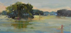 La mañana en verano de Stephanie Amato, Cuadro al óleo sobre lienzo enmarcado Lago