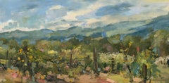 Vistas de viñedos de Stephanie Amato, Pintura al óleo sobre lienzo Viñedos enmarcada