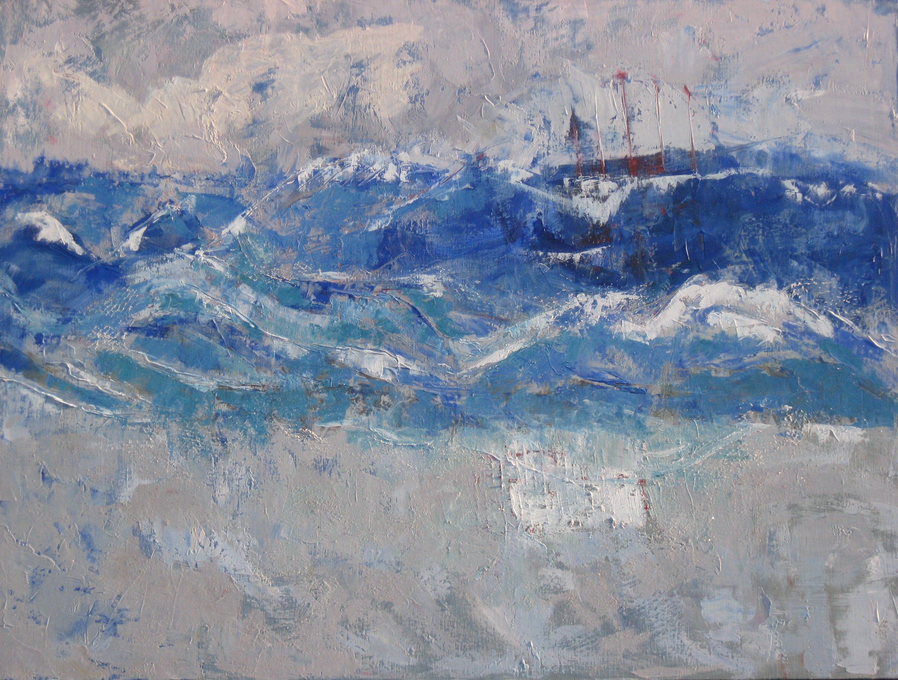 Rough Seas, Mixed Media on Canvas - Mixed Media Art by Stephanie Berry