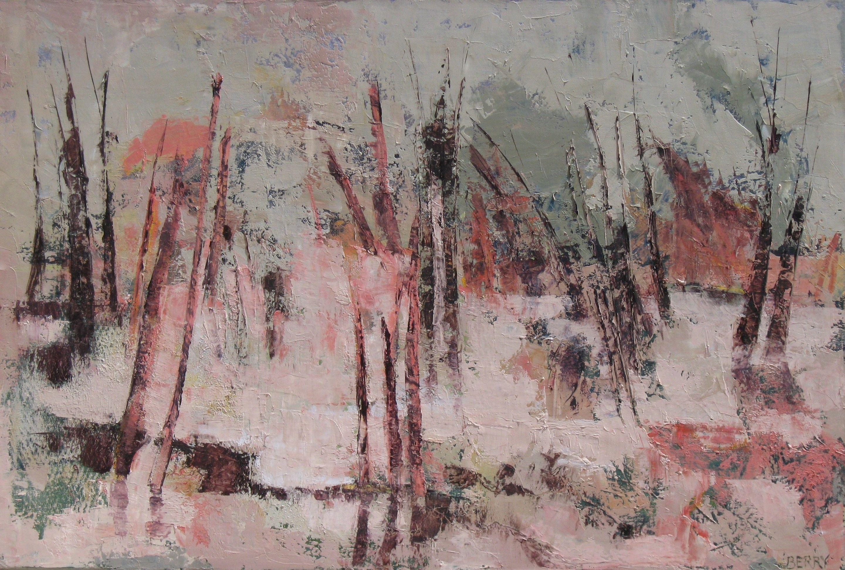 Abstract Painting di Stephanie Berry - Dopo la pioggia, Pittura, Olio su tela