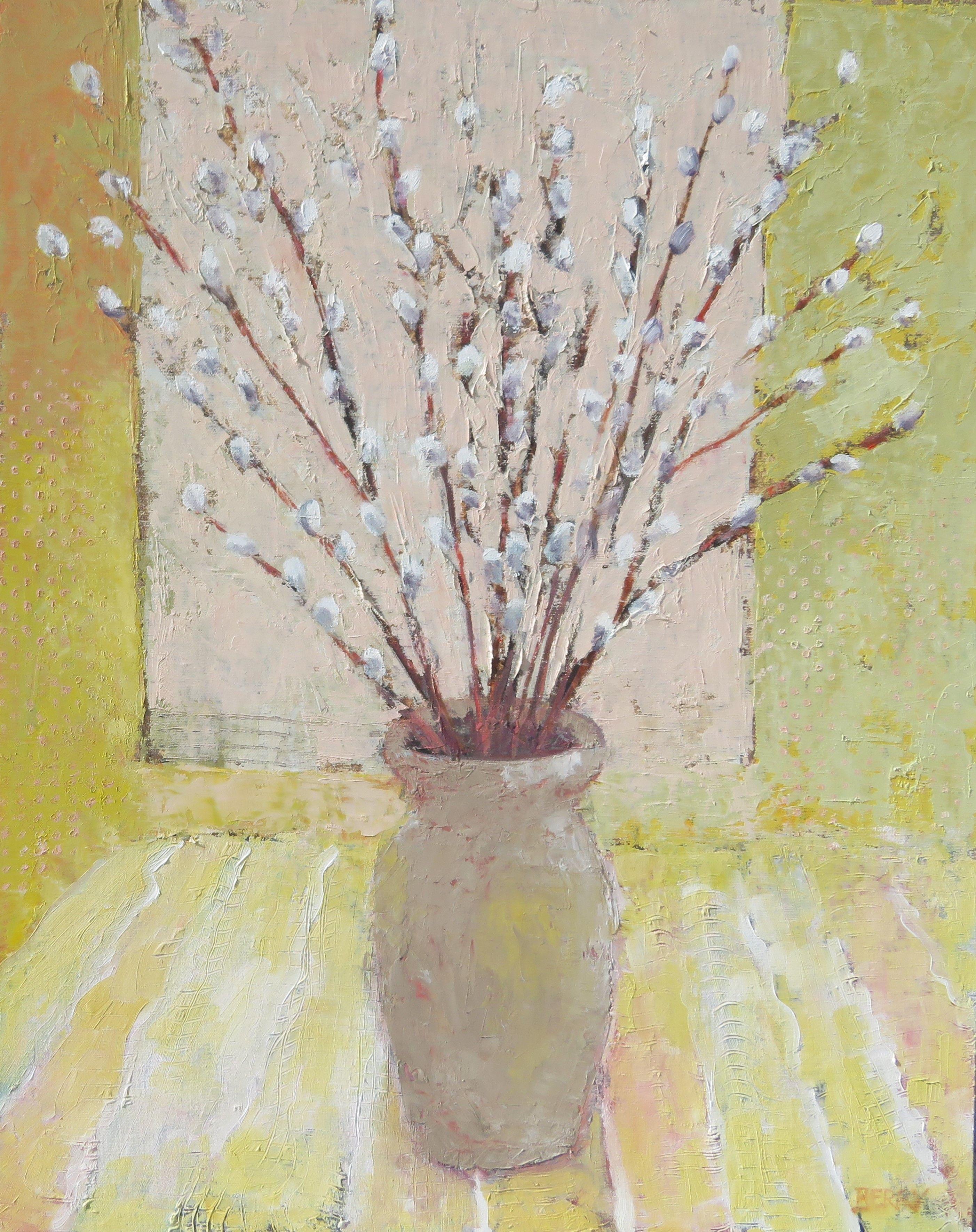 Les Pussywillows du mois dernier, peinture, huile sur autre - Painting de Stephanie Berry
