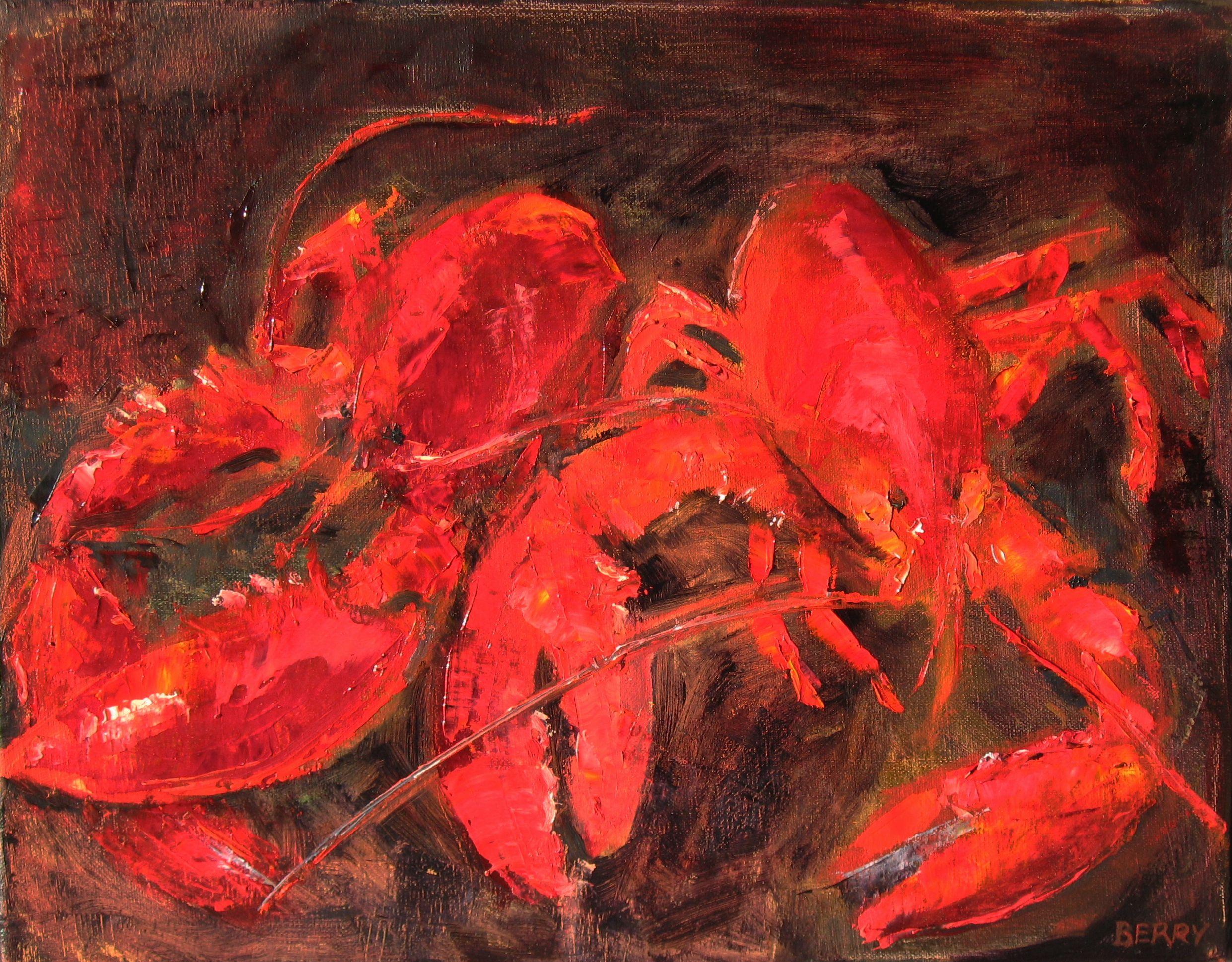Aragoste, Pittura, Olio su tela - Painting di Stephanie Berry