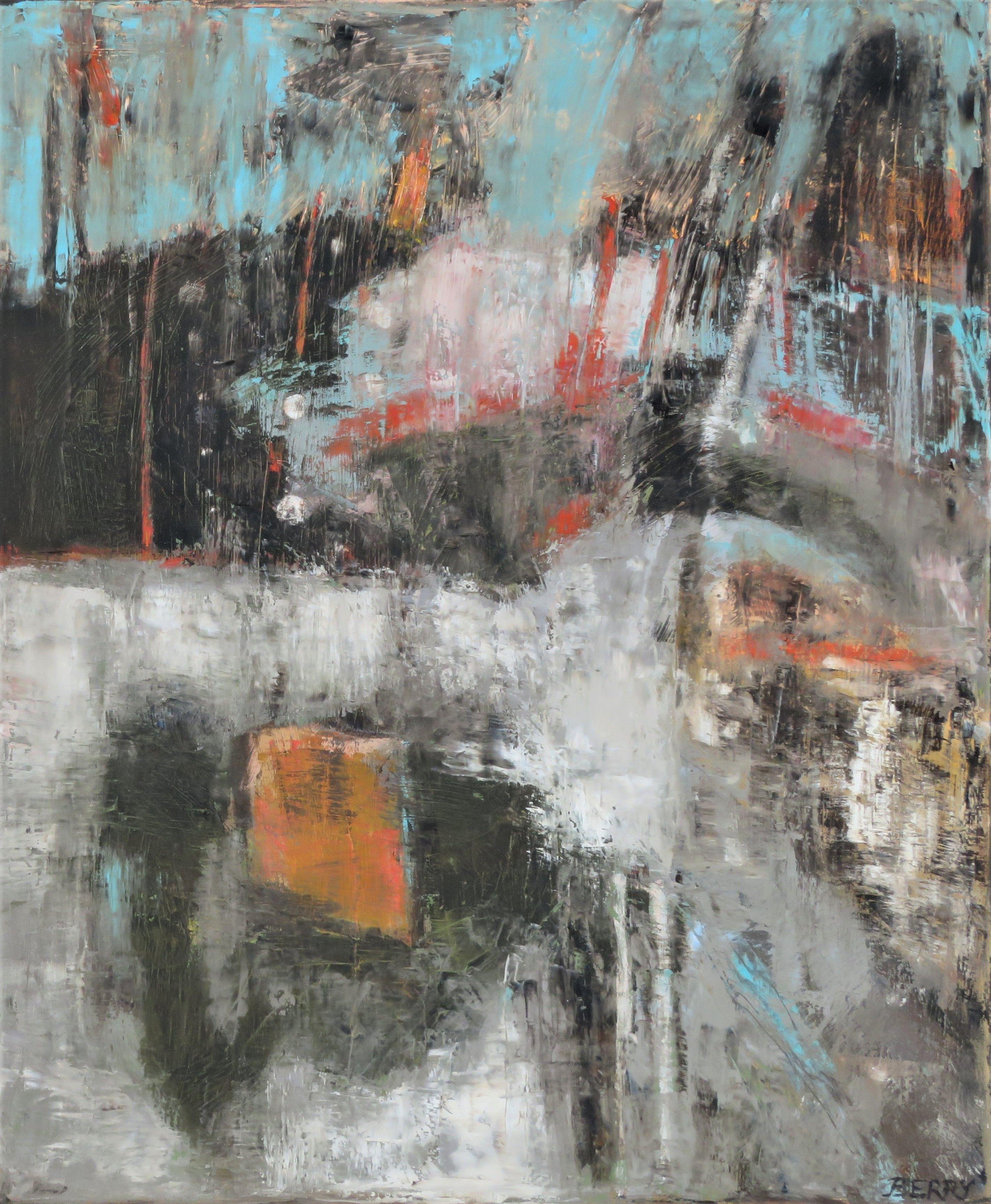 Abstract Painting Stephanie Berry - Aquarelle ouverte, peinture, huile sur toile