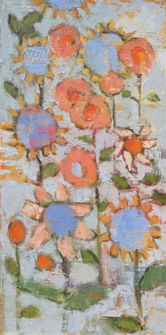 PEACHY FLOWERS, Painting, Oil on Canvas