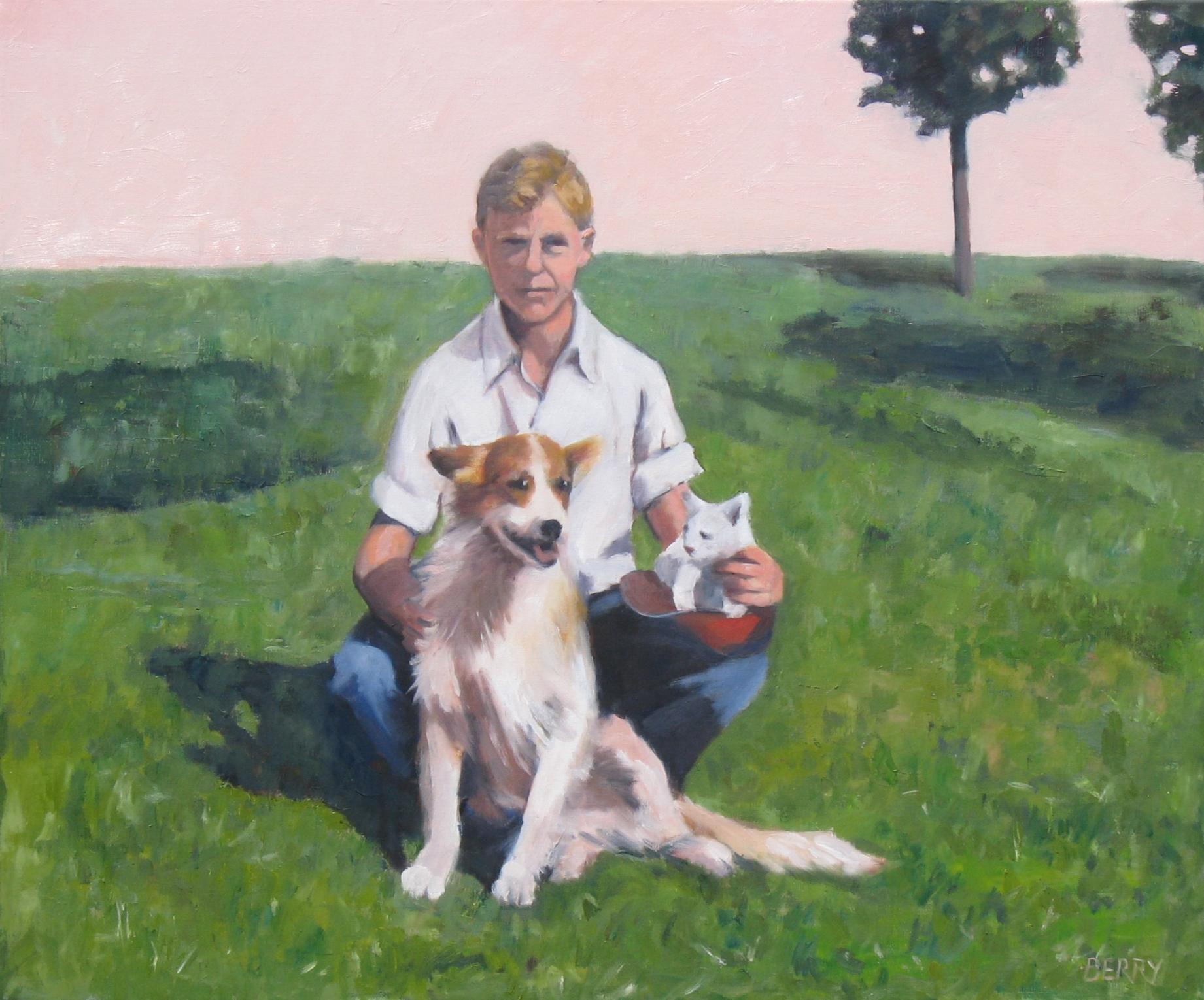 Philip and Friends, Peinture, Huile sur Toile - Painting de Stephanie Berry