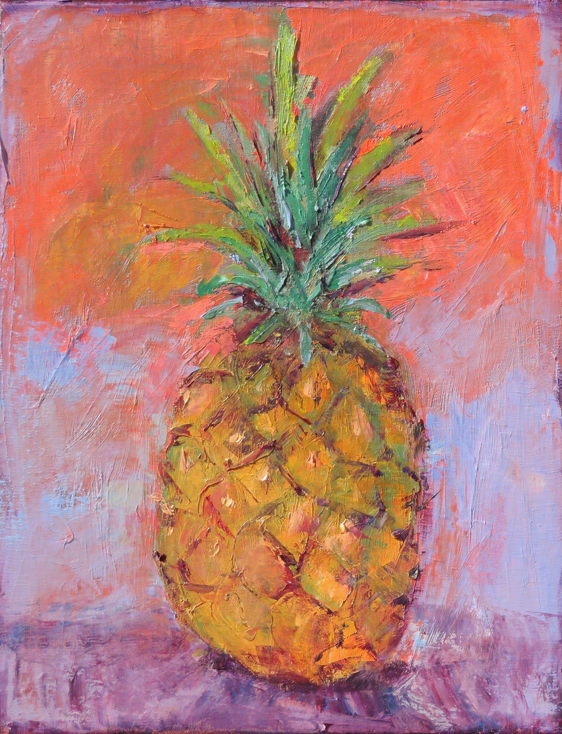 Ananas Jive, Pittura, Olio su tela - Painting di Stephanie Berry