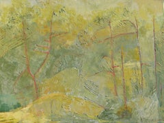 Peinture, huile sur toile, arbres rouges