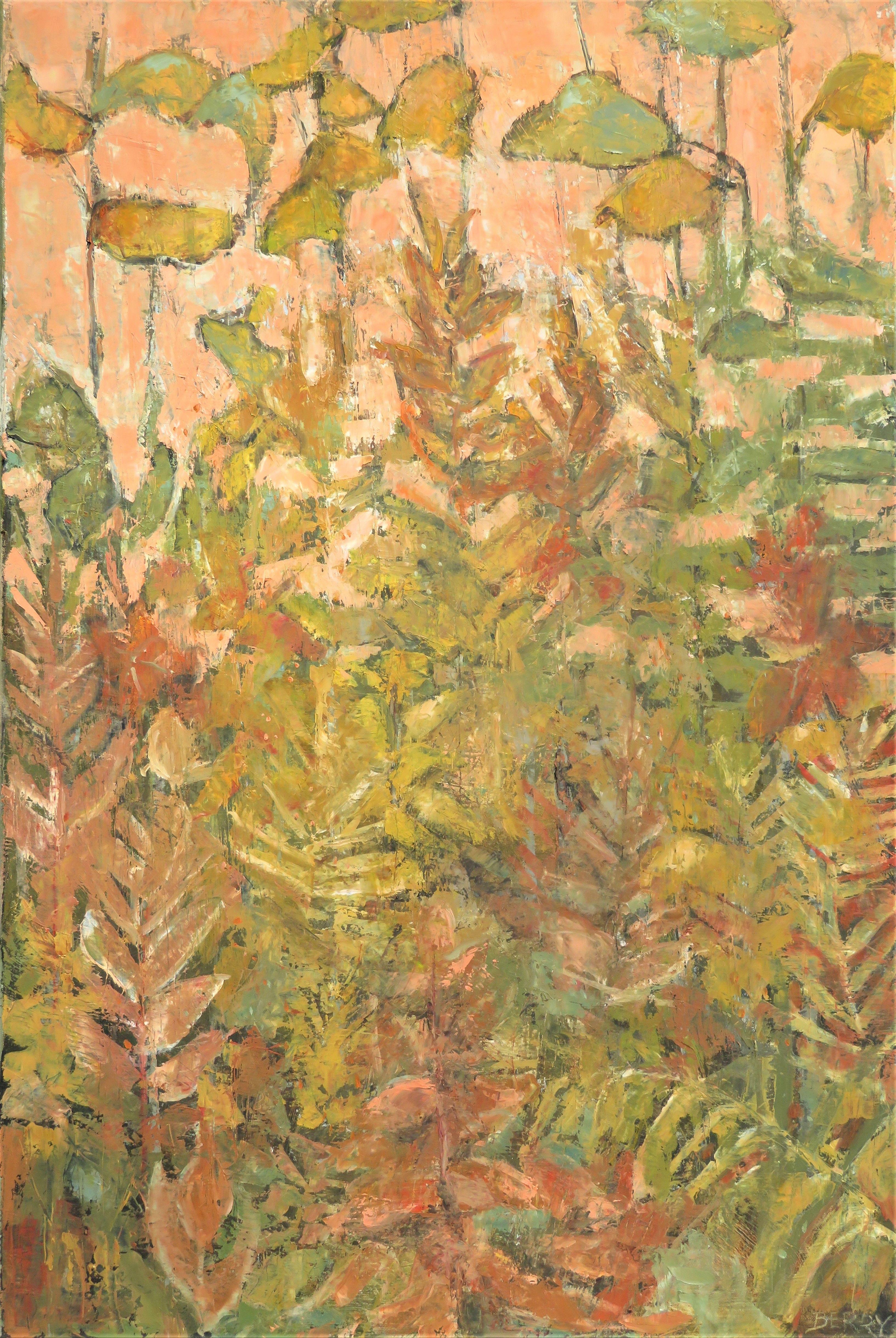 Jardin rouille, peinture, huile sur toile - Painting de Stephanie Berry