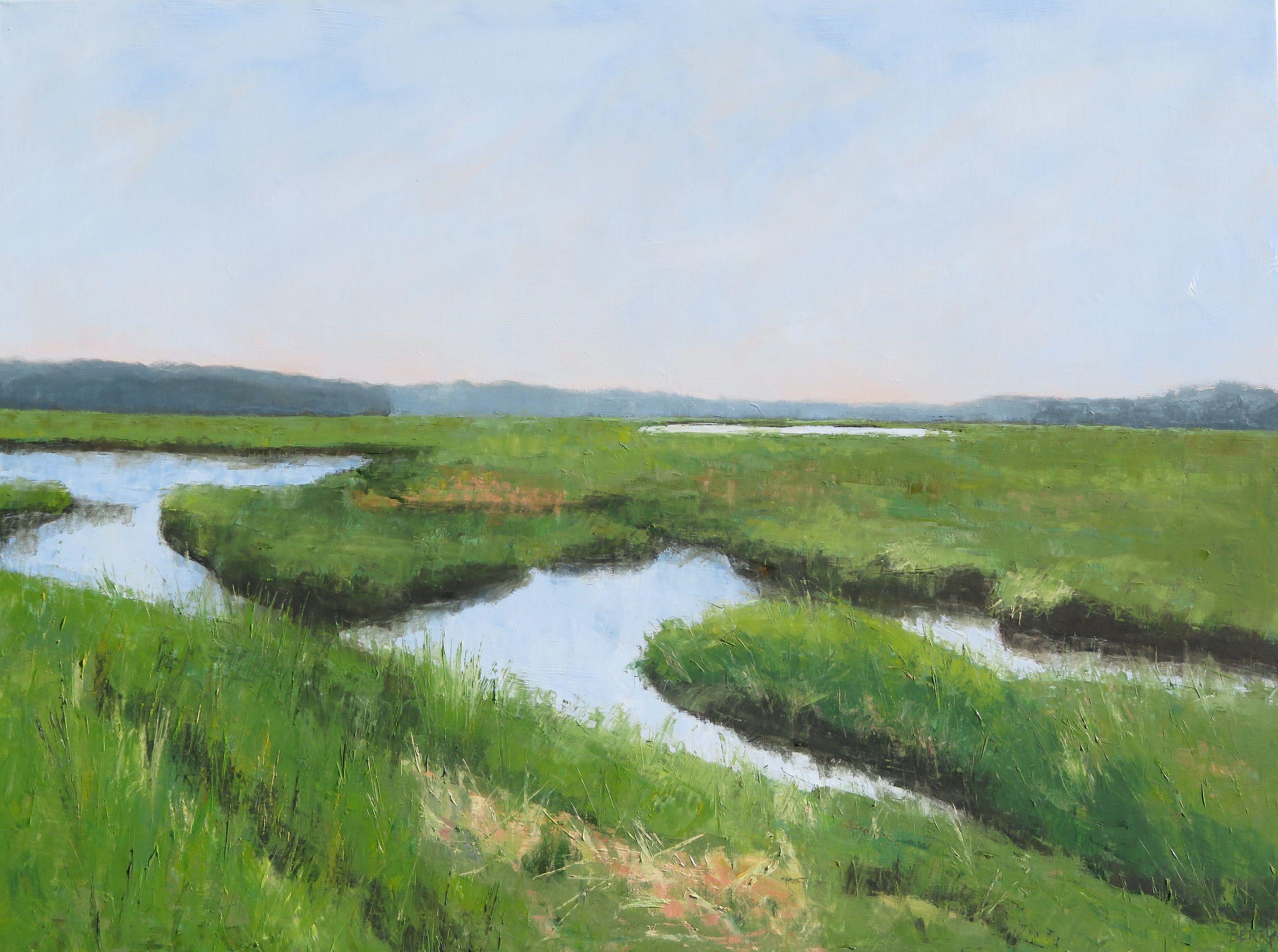 Scarborough Marsh West, peinture, huile sur toile - Painting de Stephanie Berry