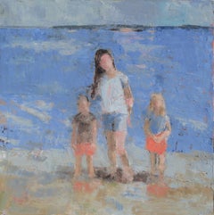 Wading at East End Beach, Painting, Oil on Canvas