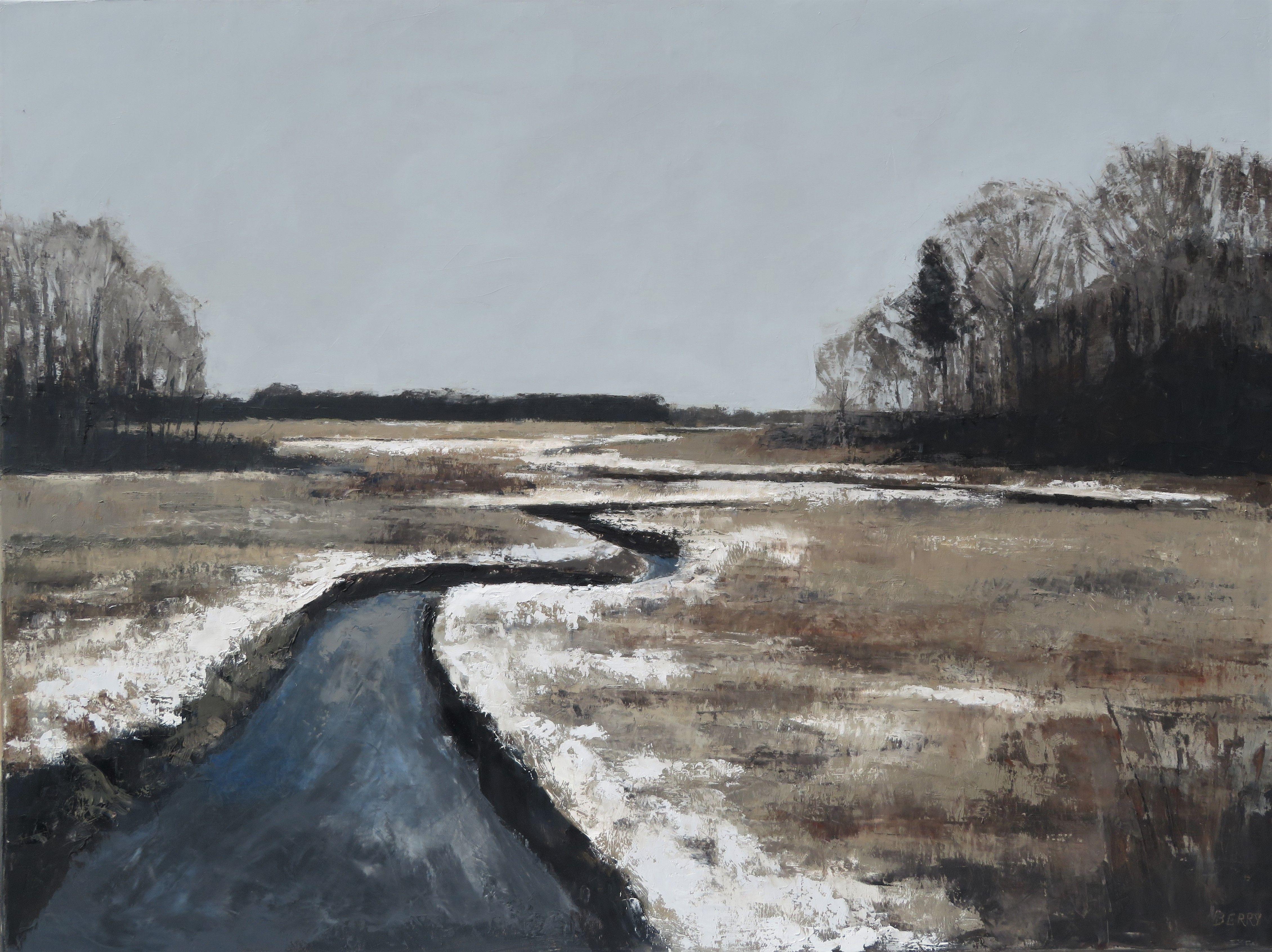 Palude d'inverno, Pittura, Olio su tela - Painting di Stephanie Berry