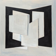 “Collage et Espace” Black & Tan Contemporary Geometric Hard-Edge Painting