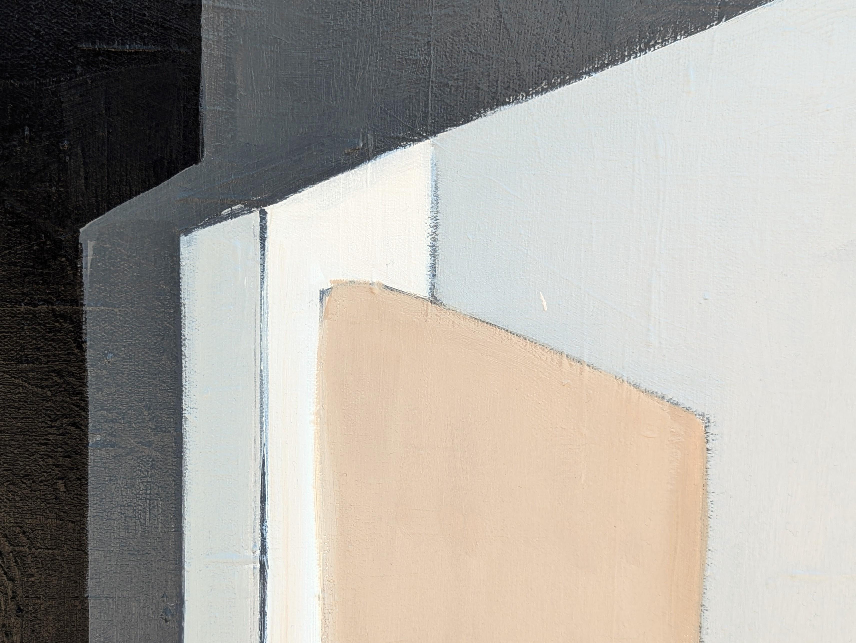 Contemporary Black, Gray, & Tan Neutral Toned Geometric Hard-Edge Abstract in vendita 4