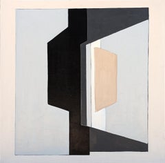 Contemporary Black, Gray, & Tan Neutral Toned Geometric Hard-Edge Abstract