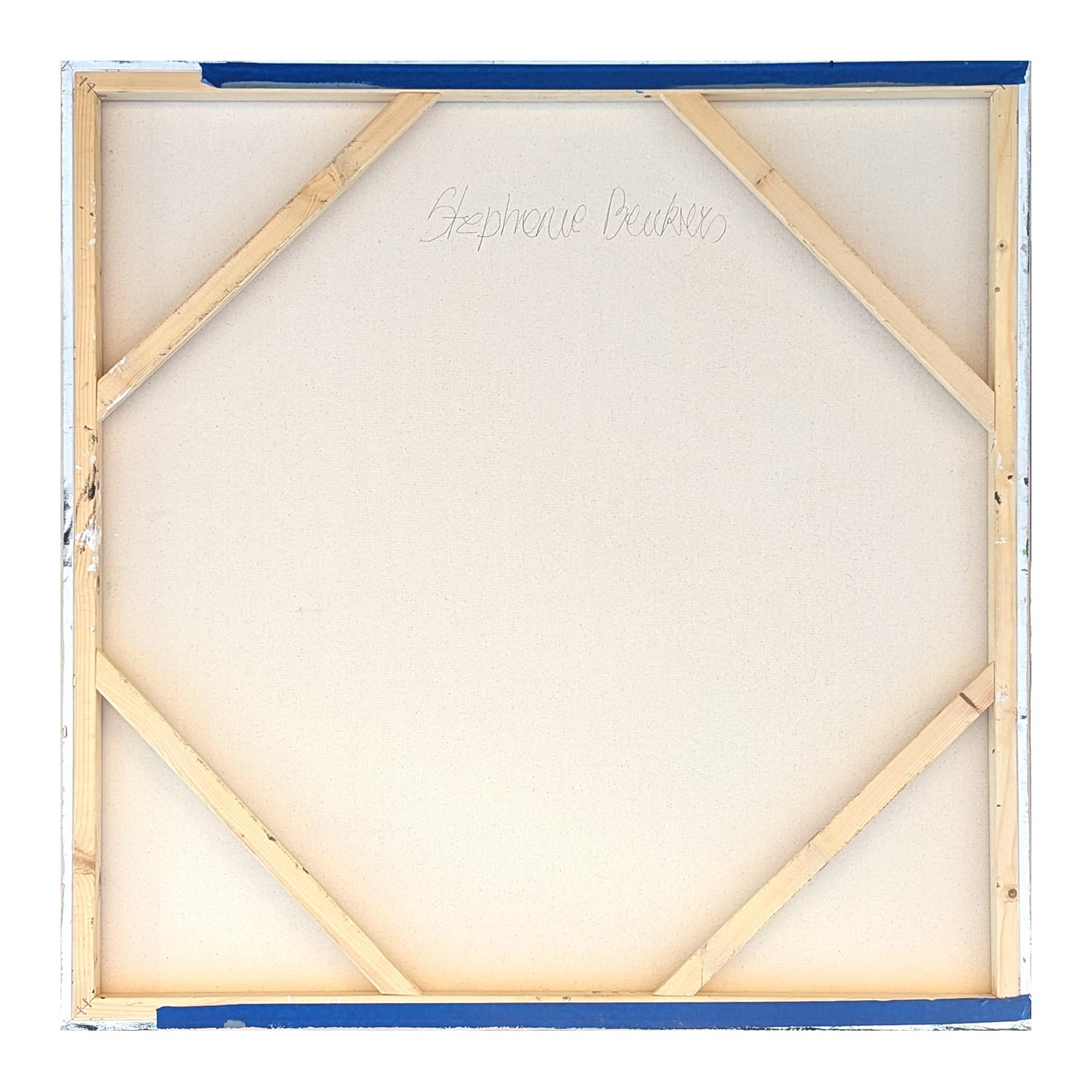 Pittura astratta geometrica contemporanea con bordi rigidi di colore rosa, marrone e marrone. in vendita 4