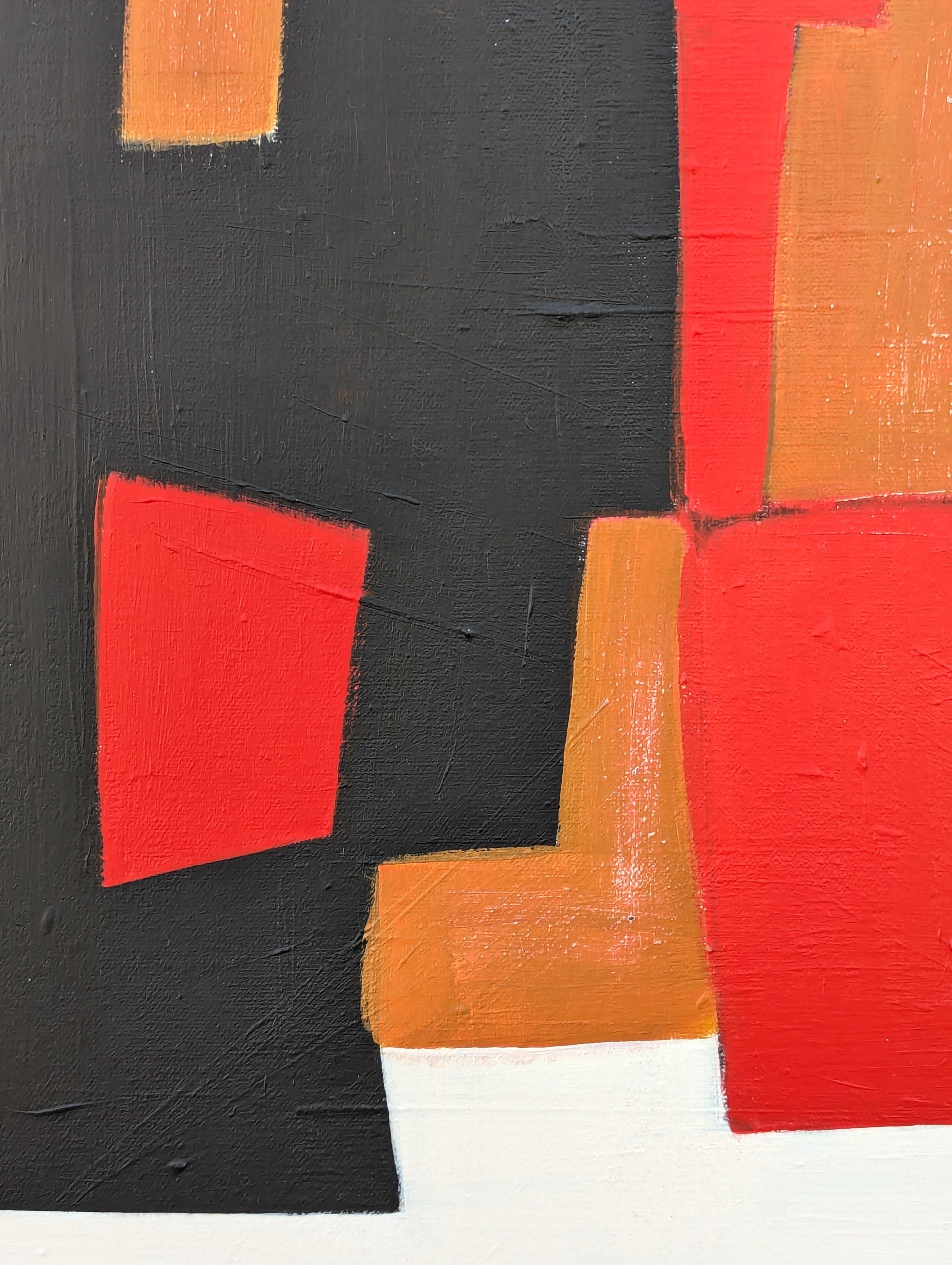 Contemporary Red, Brown, Tan, and Black Geometric Hard-Edge Abstract Painting 1 im Angebot 7